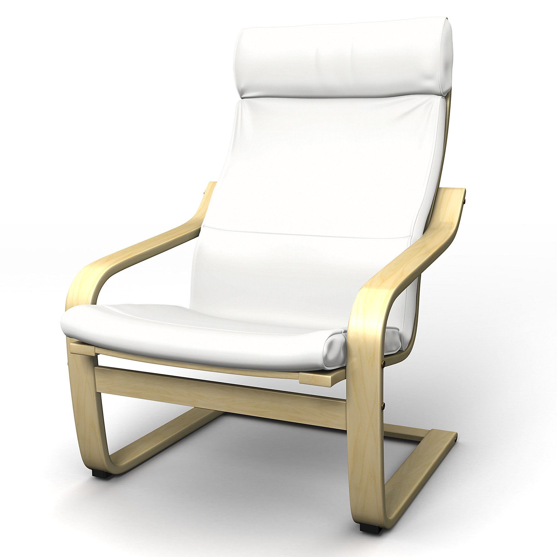 IKEA - Poang Armchair Cover, Absolute White, Linen - Bemz