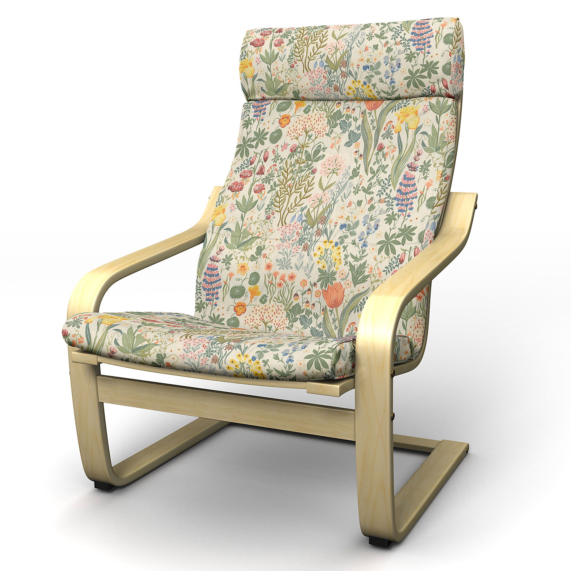 IKEA - Poäng Armchair Cover, Blomsterhav Light, BEMZ x BORÅSTAPETER COLLECTION - Bemz