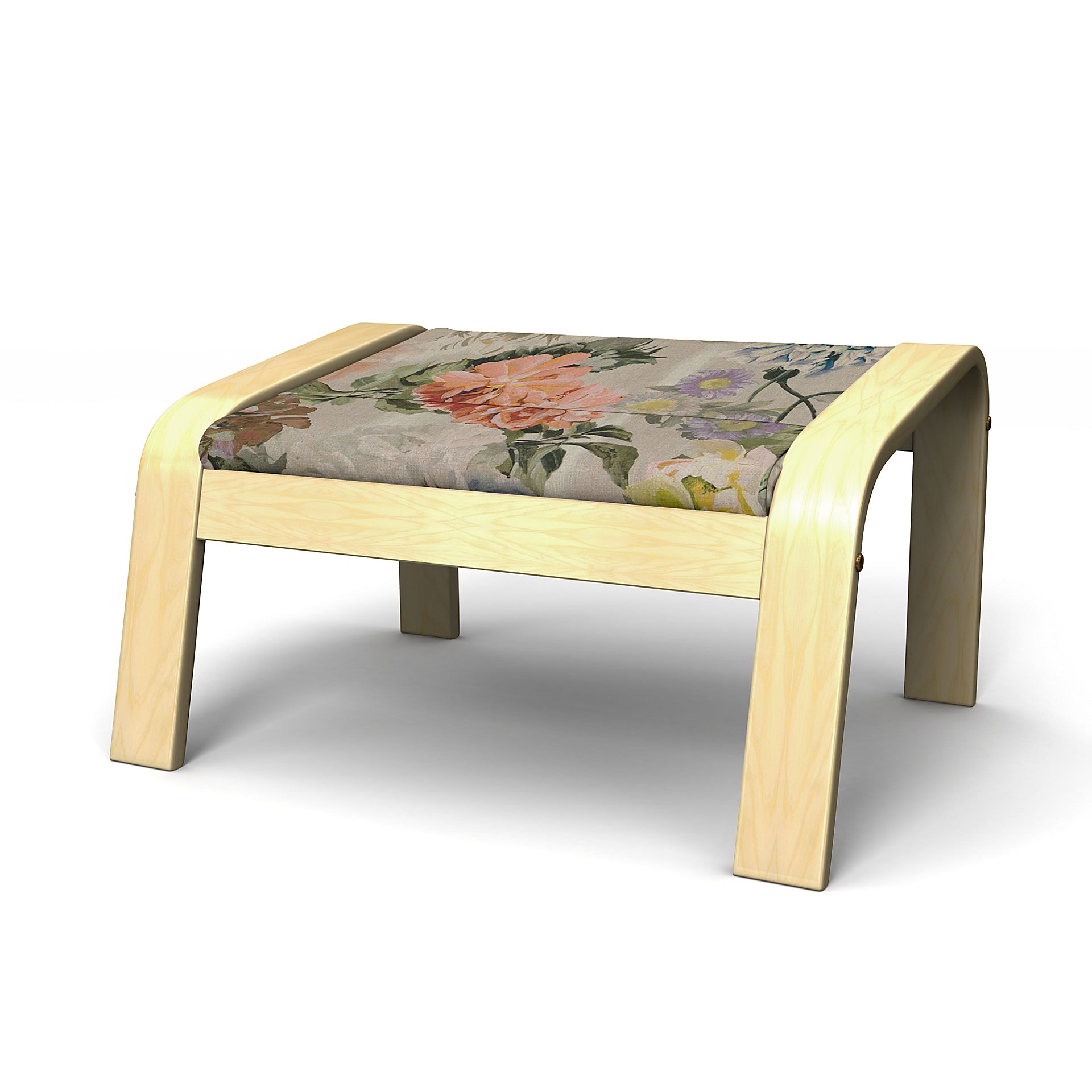 IKEA - Poäng Footstool Cover, Delft Flower - Tuberose, Linen - Bemz
