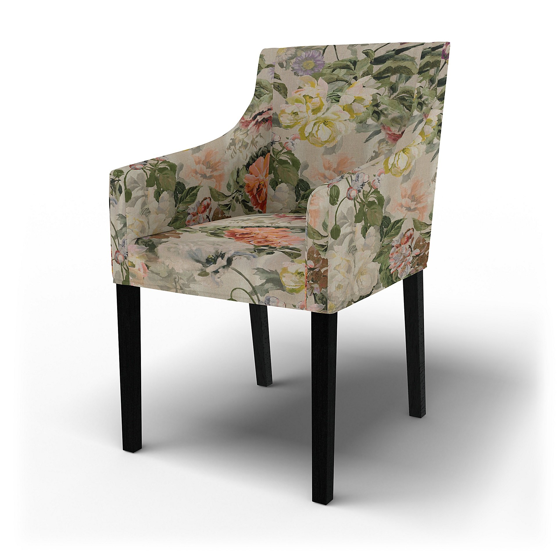 IKEA - Sakarias Chair Cover with Armrests , Delft Flower - Tuberose, Linen - Bemz