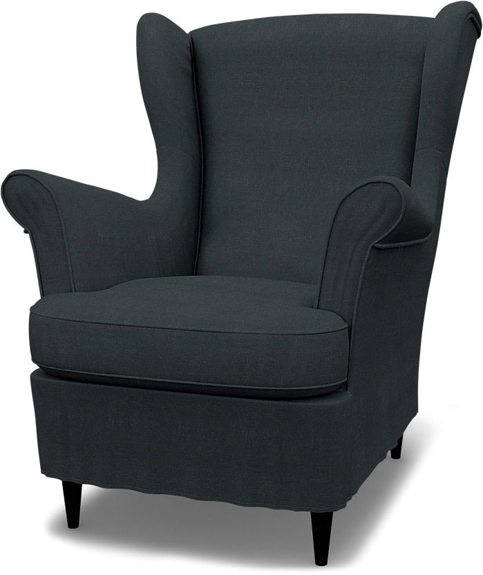 IKEA - Överdrag till Strandmon fåtölj, Graphite Grey, Linne - Bemz