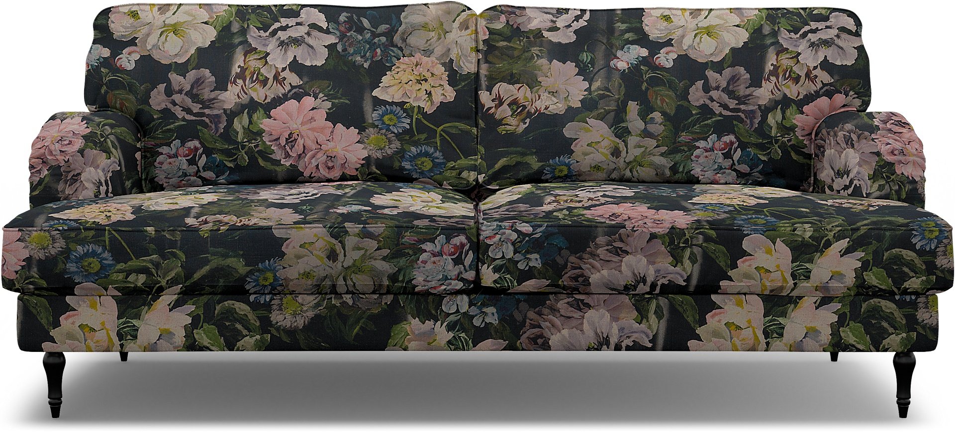 IKEA - Stocksund 3 Seater Sofa Cover, Delft Flower - Graphite, Linen - Bemz