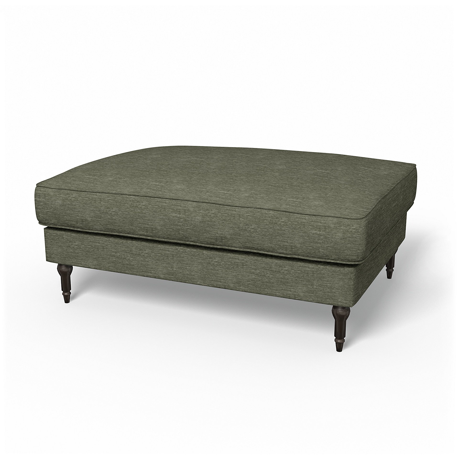 IKEA - Stocksund Footstool Cover, Green Grey, Velvet - Bemz
