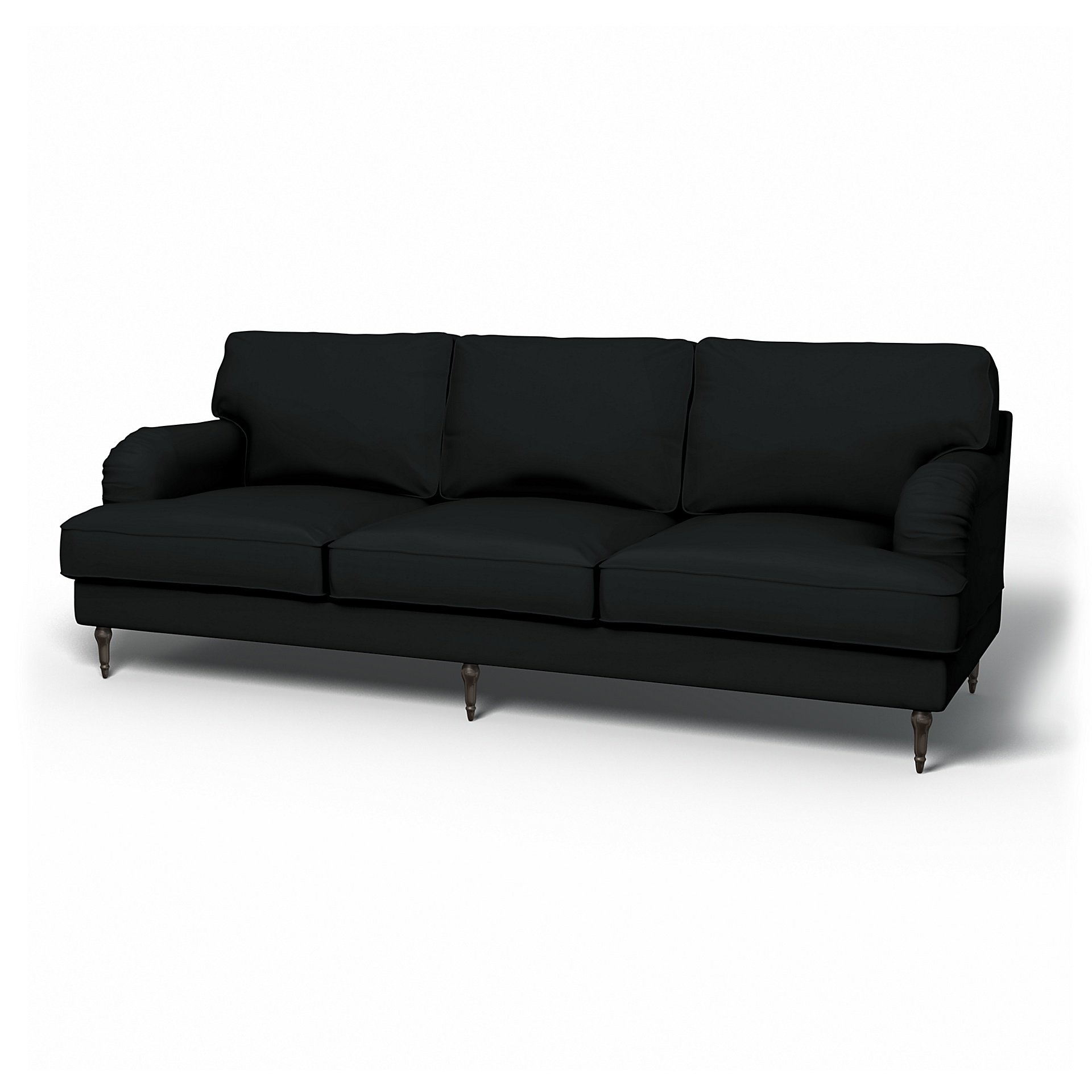 IKEA - Stocksund 3.5 Seater Sofa Cover, Jet Black, Cotton - Bemz