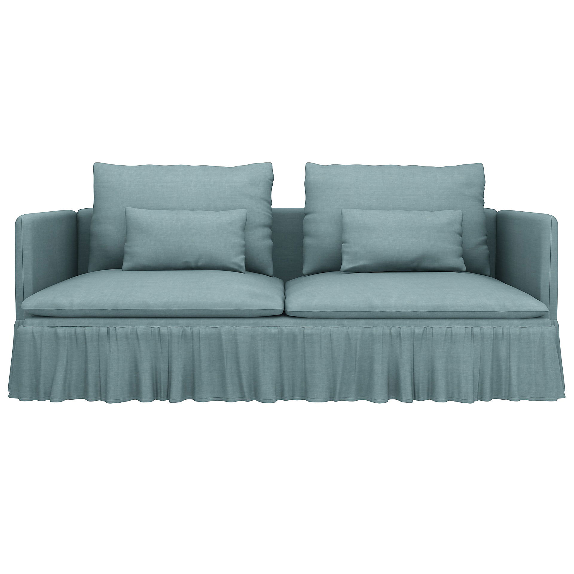 IKEA - Söderhamn 3 seater sofa with armrests cover, Dusty Blue, Linen - Bemz