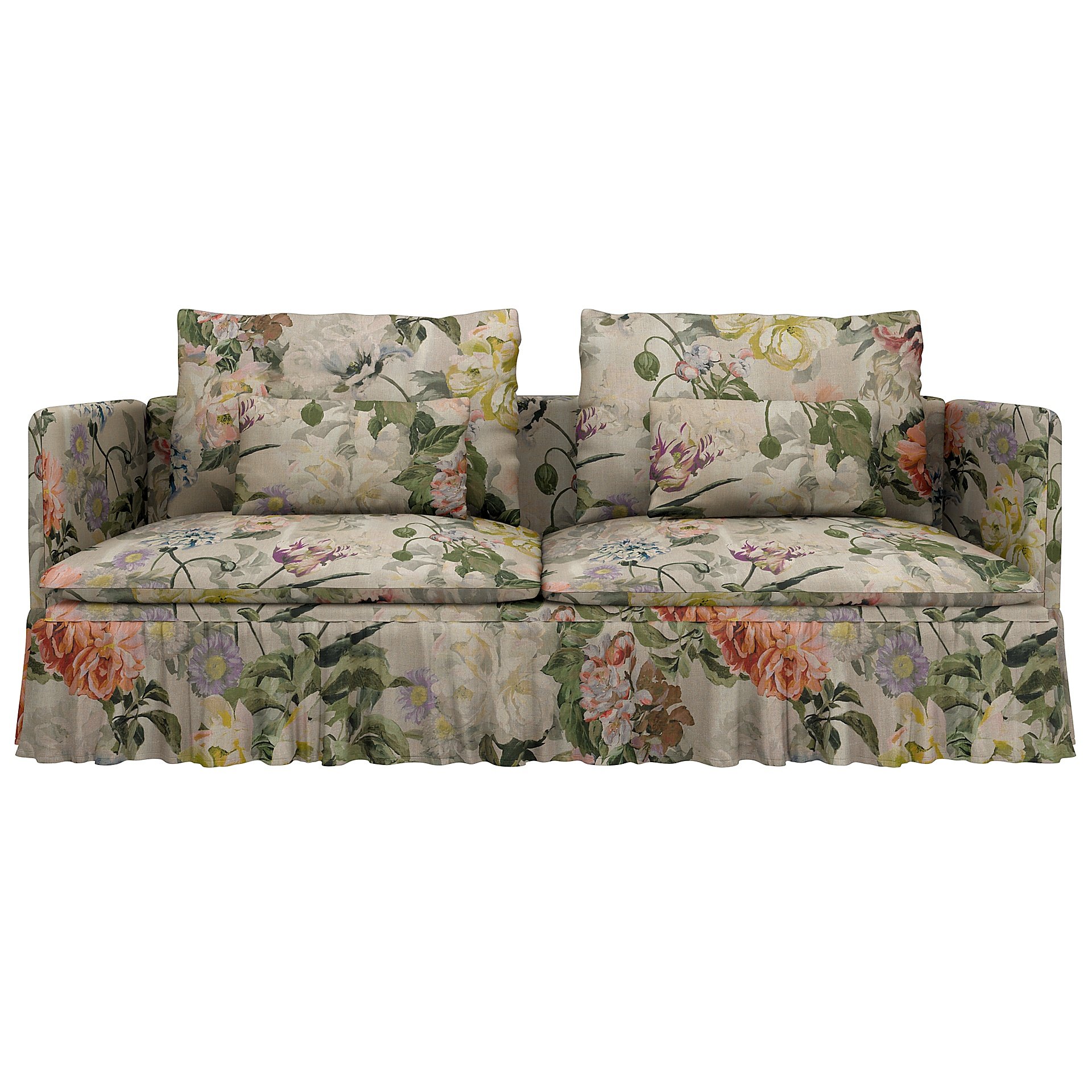 IKEA - Soderhamn 3 seater sofa with armrests cover, Delft Flower - Tuberose, Linen - Bemz