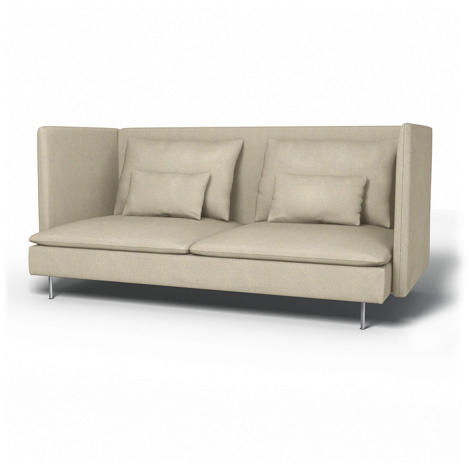 IKEA - Söderhamn 3 Seater Sofa Cover with High Back, Cream, Bouclé & Texture - Bemz