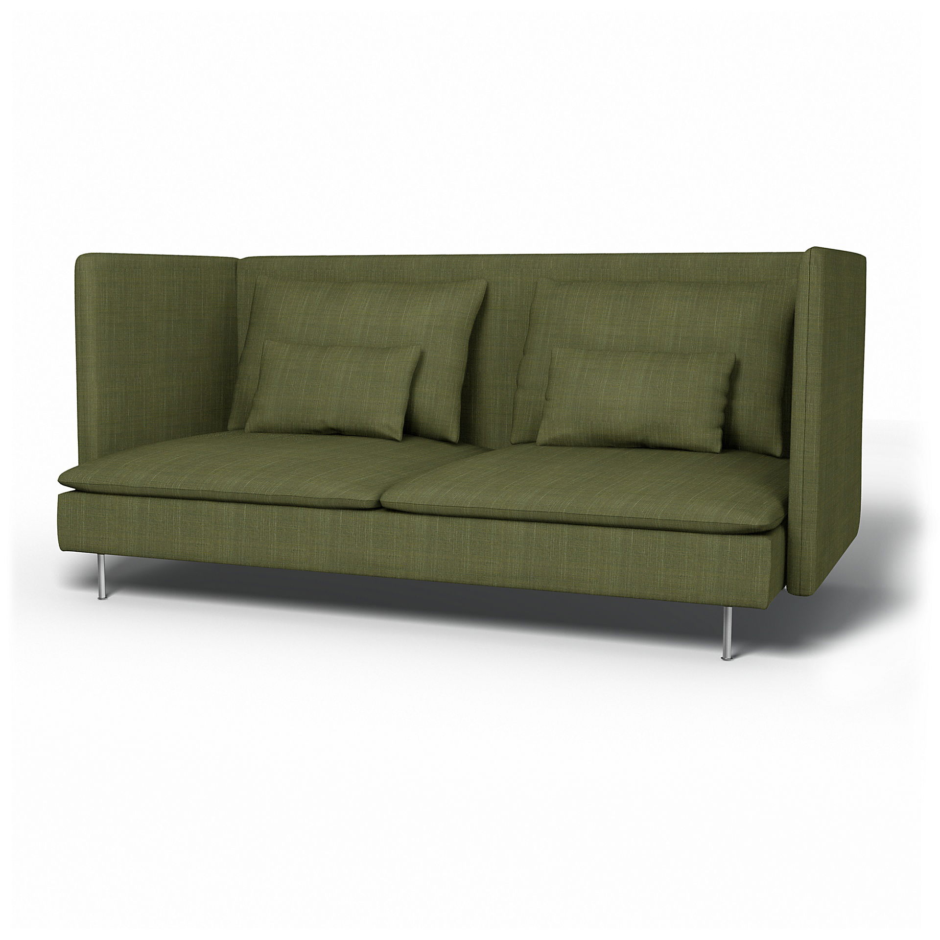 IKEA - Söderhamn 3 Seater Sofa Cover with High Back, Moss Green, Bouclé & Texture - Bemz