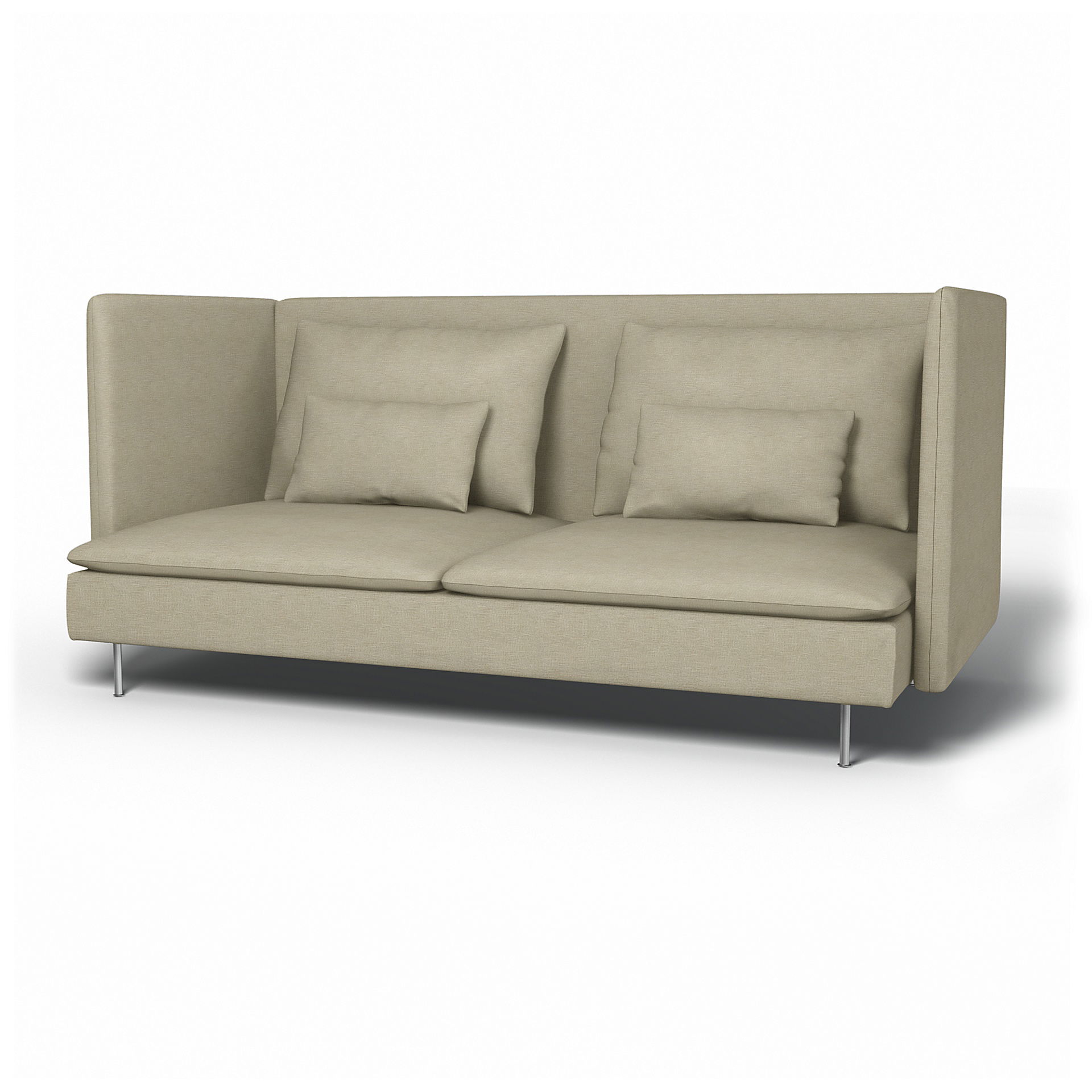 IKEA - Söderhamn 3 Seater Sofa Cover with High Back, Soft White, Bouclé & Texture - Bemz