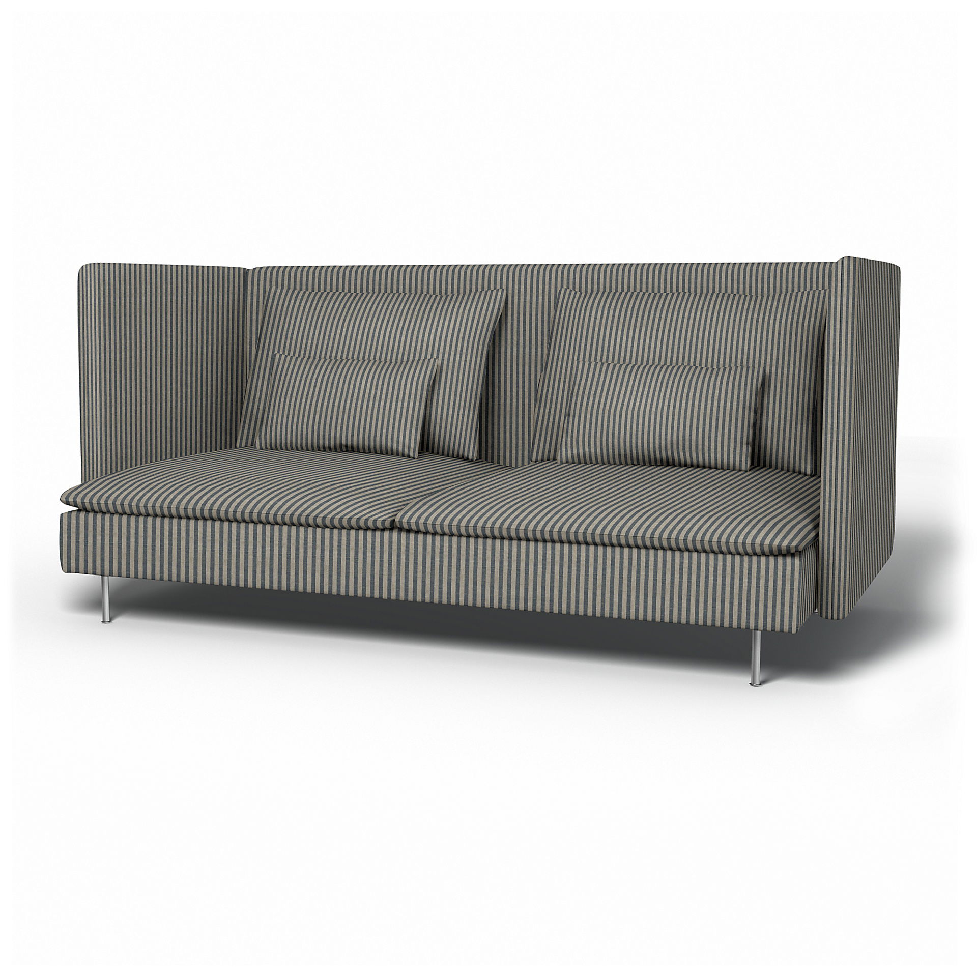 IKEA - Söderhamn 3 Seater Sofa Cover with High Back, Dark Blue / Natural, Linen - Bemz