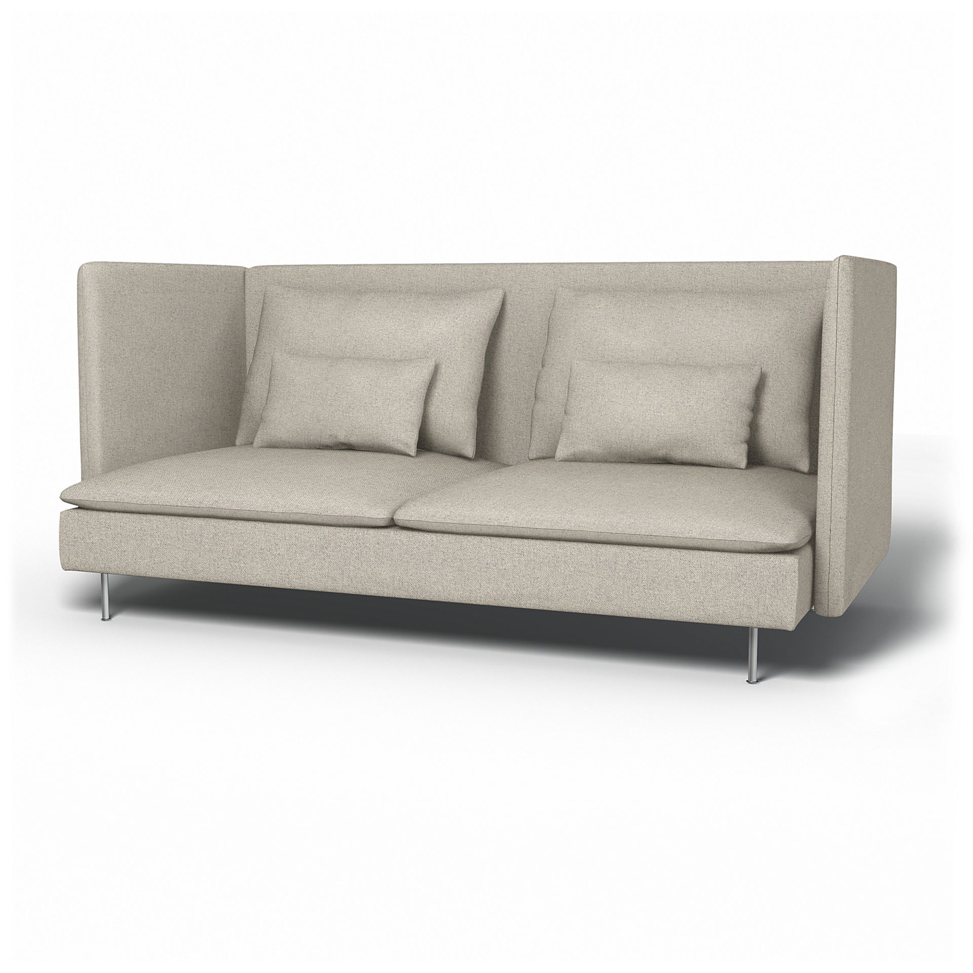 IKEA - Söderhamn 3 Seater Sofa Cover with High Back, Silver Grey, Cotton - Bemz