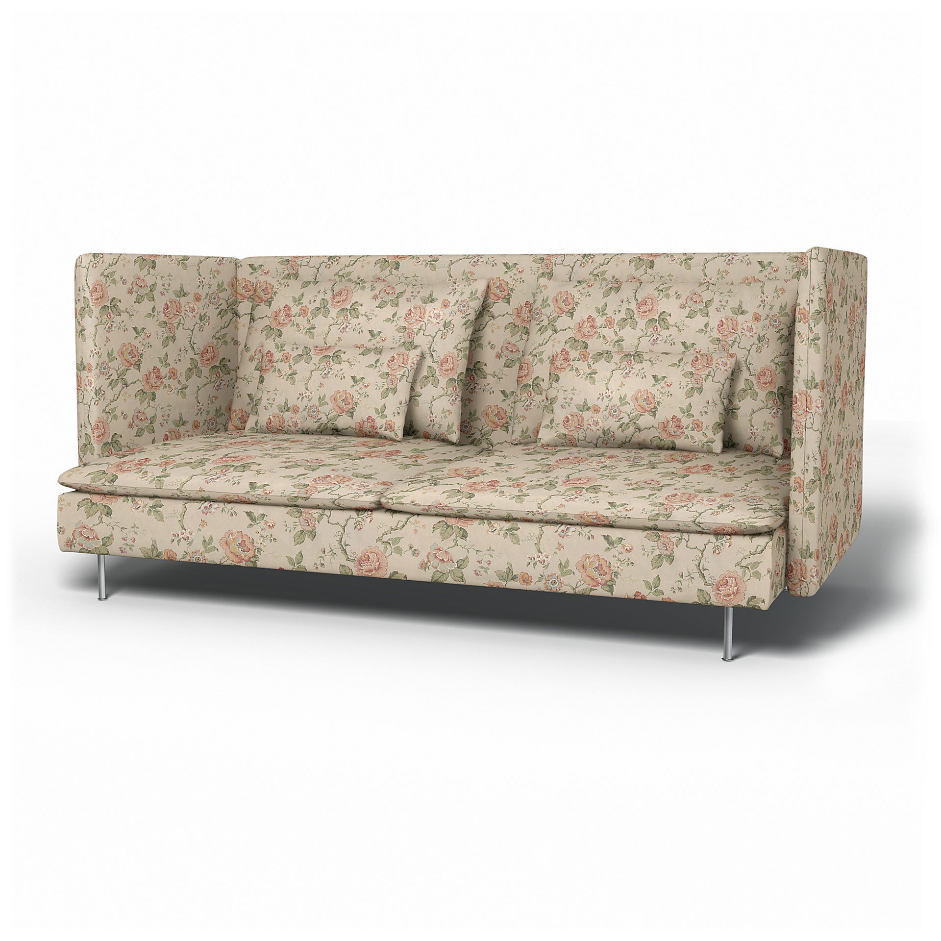 IKEA - Söderhamn 3 Seater Sofa Cover with High Back, Rosenträd Light, BEMZ x BORÅSTAPETER COLLECTION - Bemz