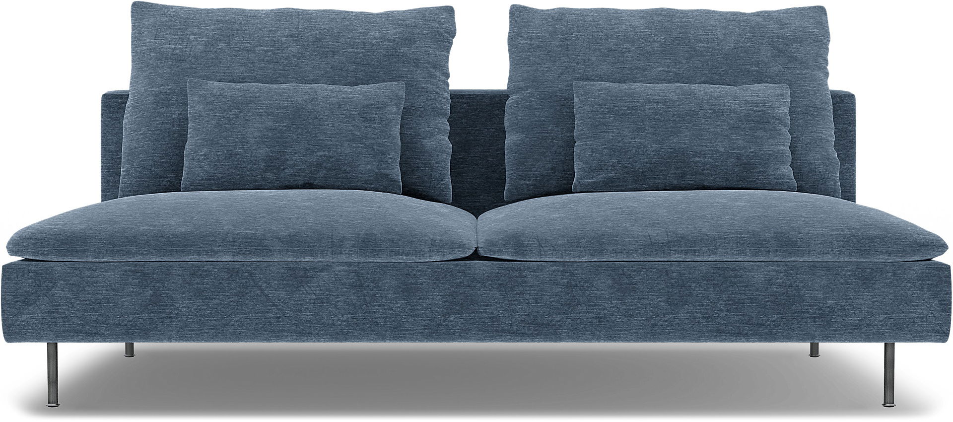 IKEA - Söderhamn Sofa Bed Section Cover, Mineral Blue, Velvet - Bemz