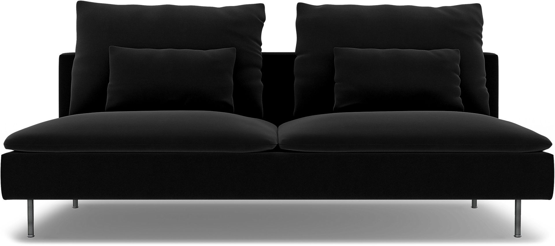IKEA - Söderhamn Sofa Bed Section Cover, Black, Velvet - Bemz