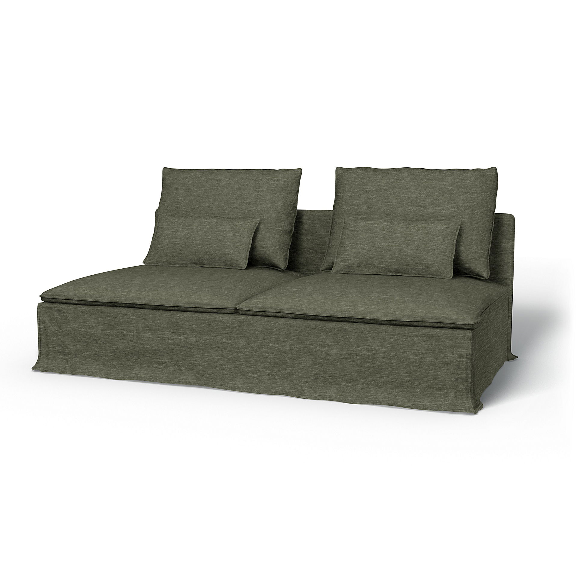 IKEA - Söderhamn Sofa Bed Section Cover, Green Grey, Velvet - Bemz