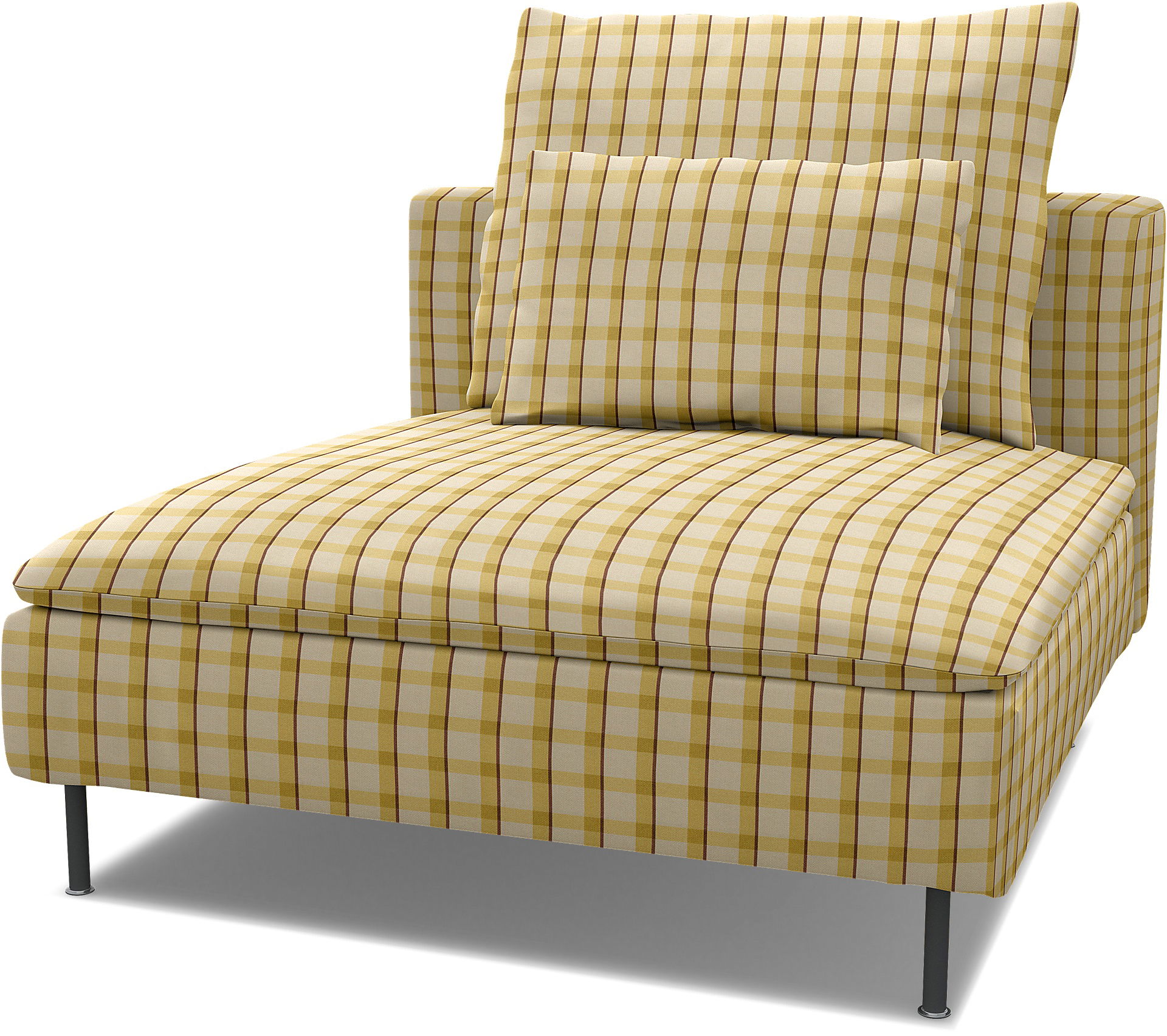 IKEA - Överdrag till Söderhamn 1-sitssektion, Picnic Check Sun Yellow, Linne - Bemz