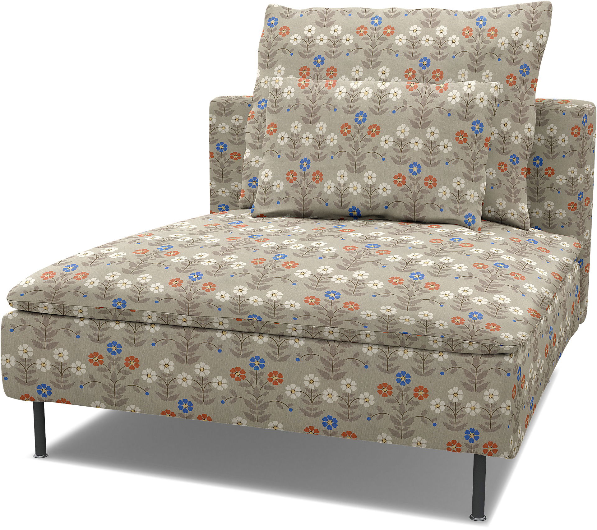 Spare back cushion cover for SÖDERHAMN 1 SEAT SECTION, Sippor Blue/Orange, BEMZ x BORÅSTAPETER COLLECTION - Bemz