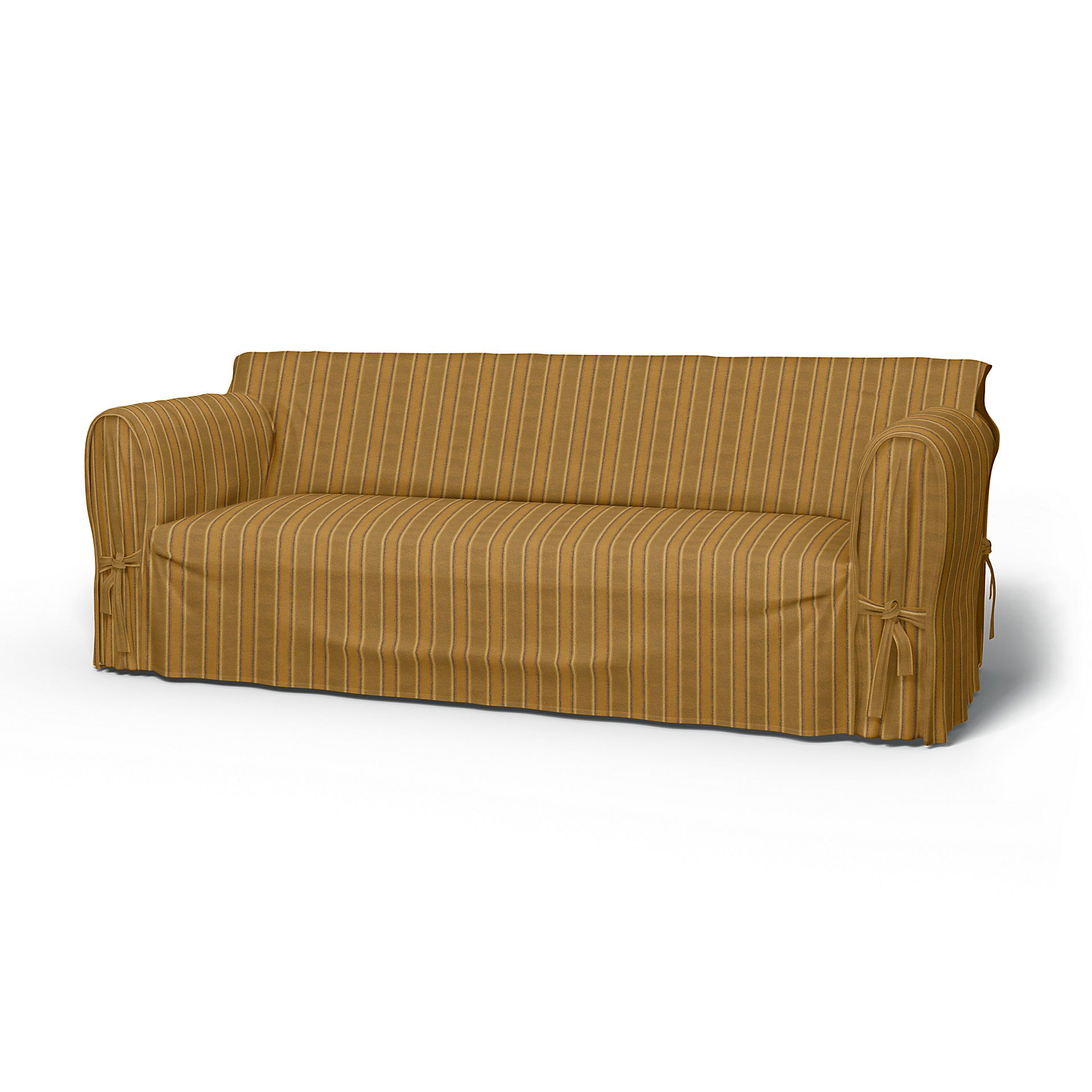 IKEA - Multi Fit 3 Seater Sofa Cover, Mustard Stripe, Cotton - Bemz