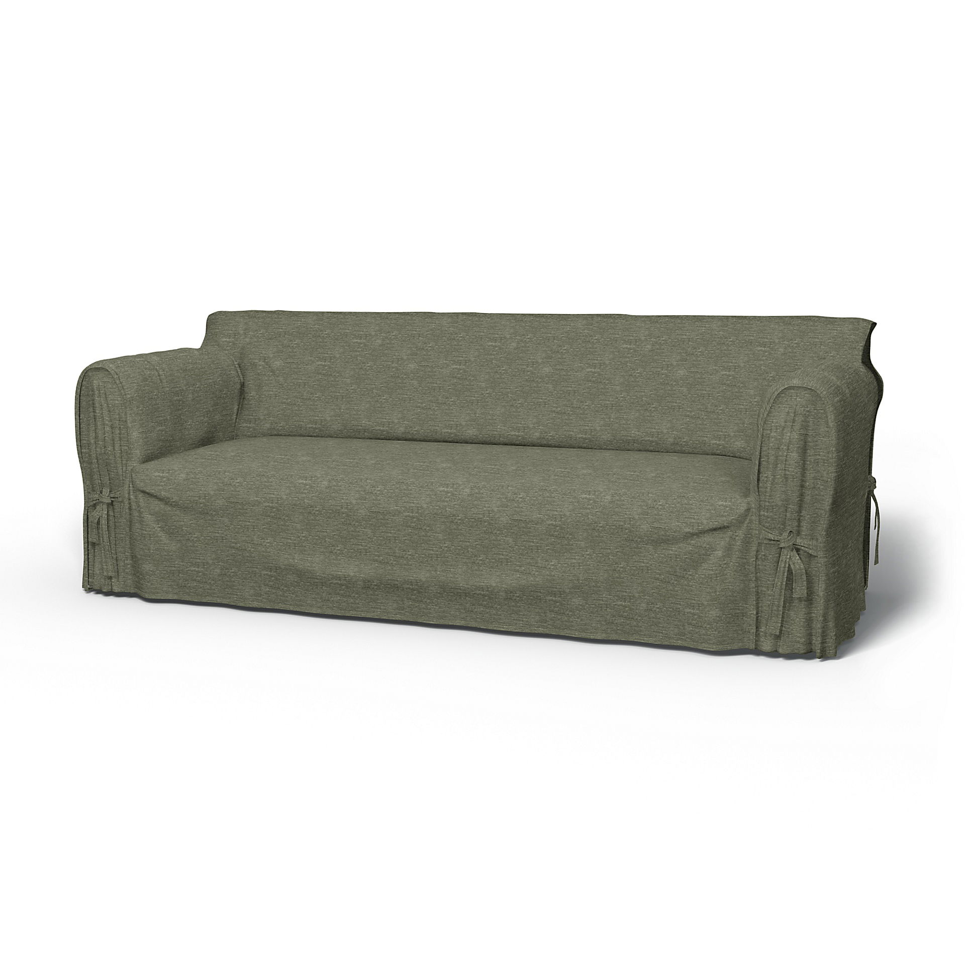 IKEA - Multi Fit 3 Seater Sofa Cover, Green Grey, Velvet - Bemz