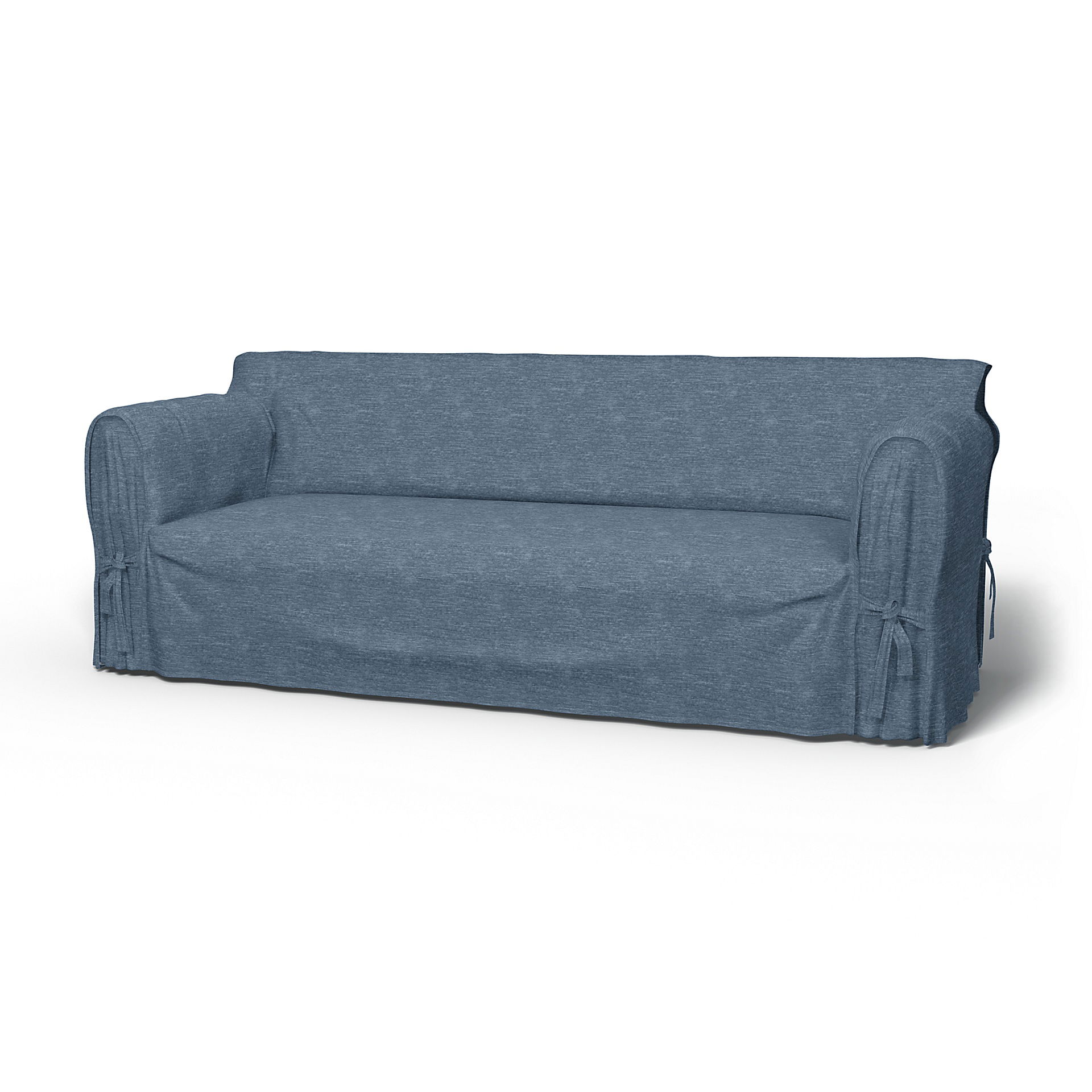 IKEA - Multi Fit 3 Seater Sofa Cover, Mineral Blue, Velvet - Bemz