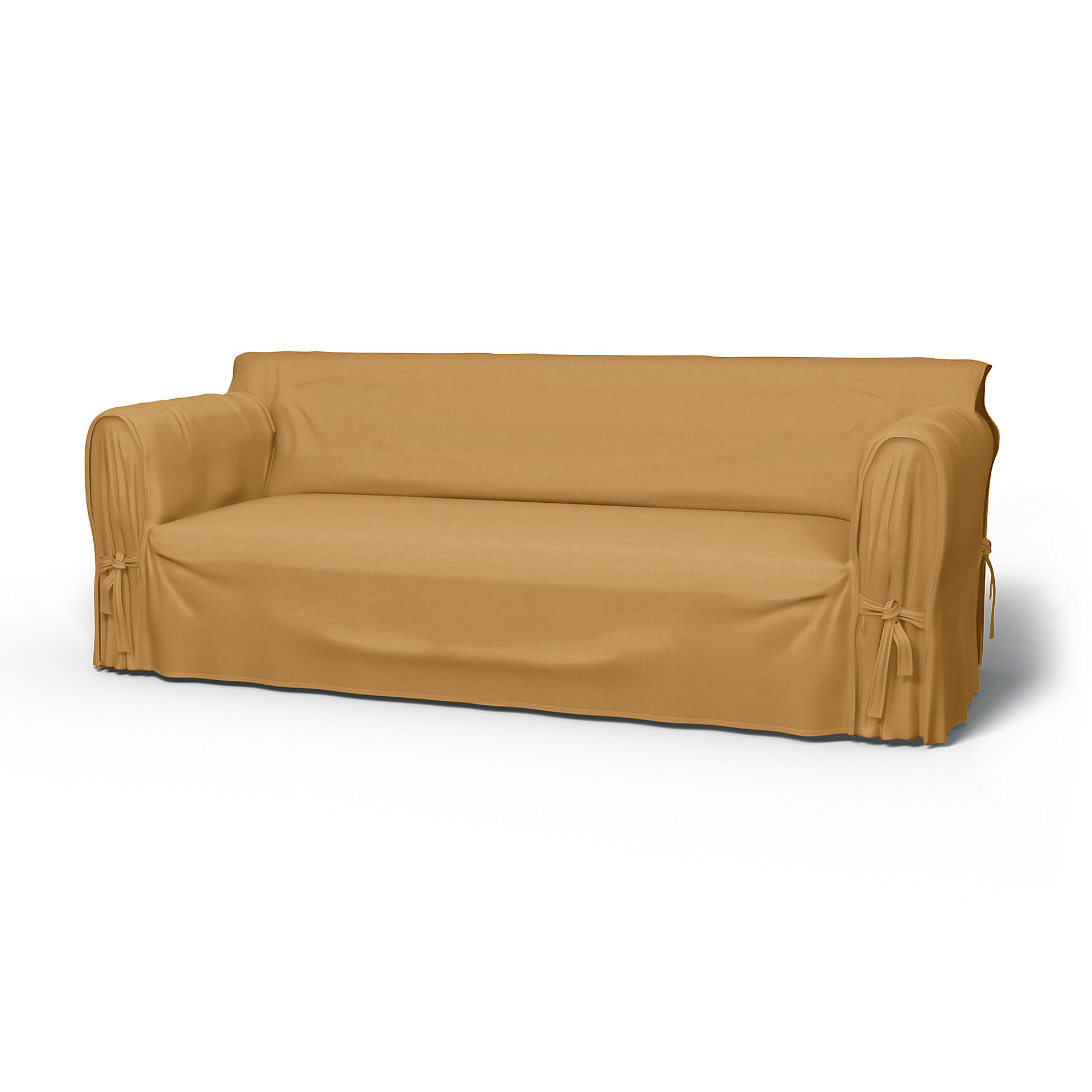 IKEA - Multi Fit 3 Seater Sofa Cover, Mustard, Linen - Bemz