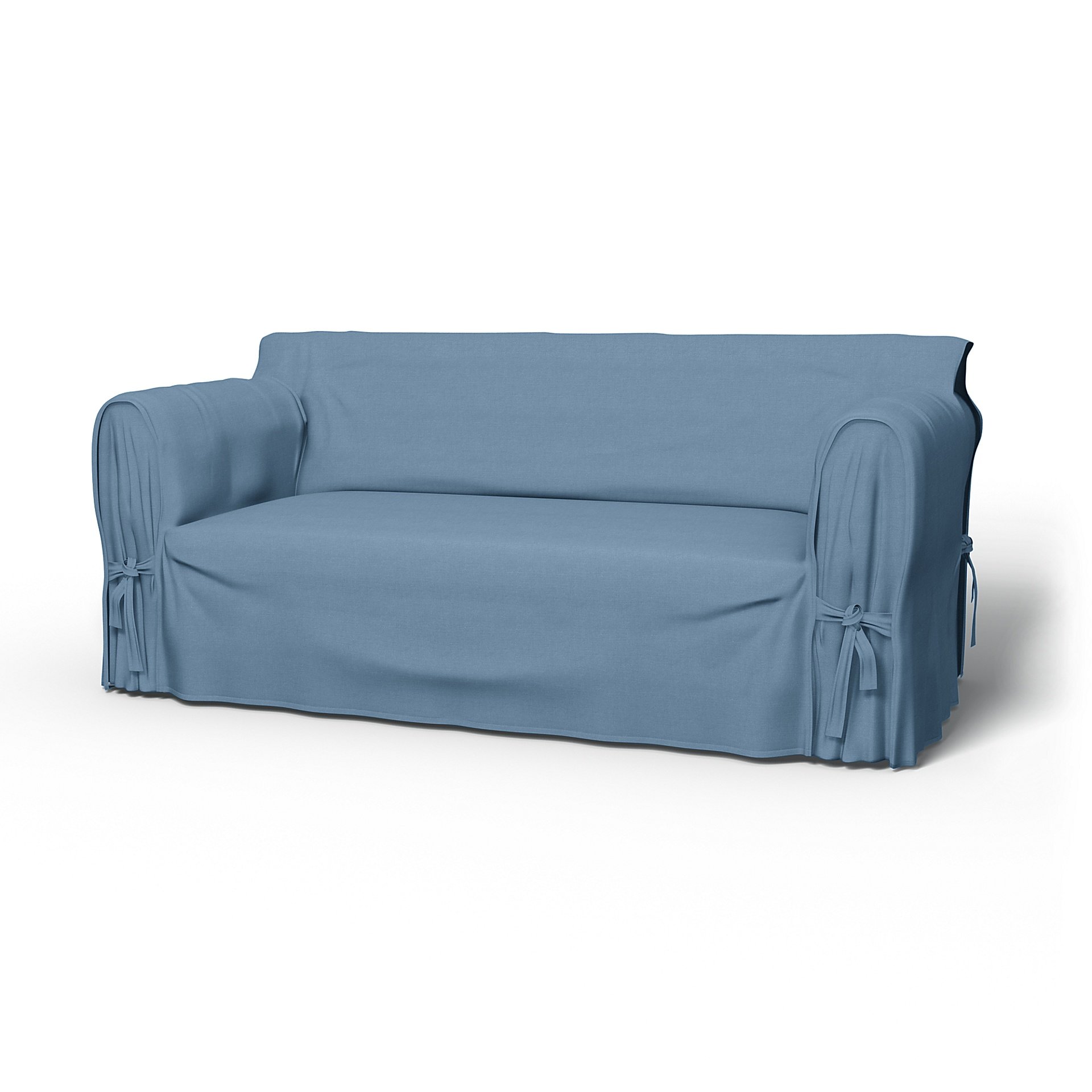 IKEA - Multi Fit 2.5 Seater Sofa Cover, Vintage Blue, Linen - Bemz