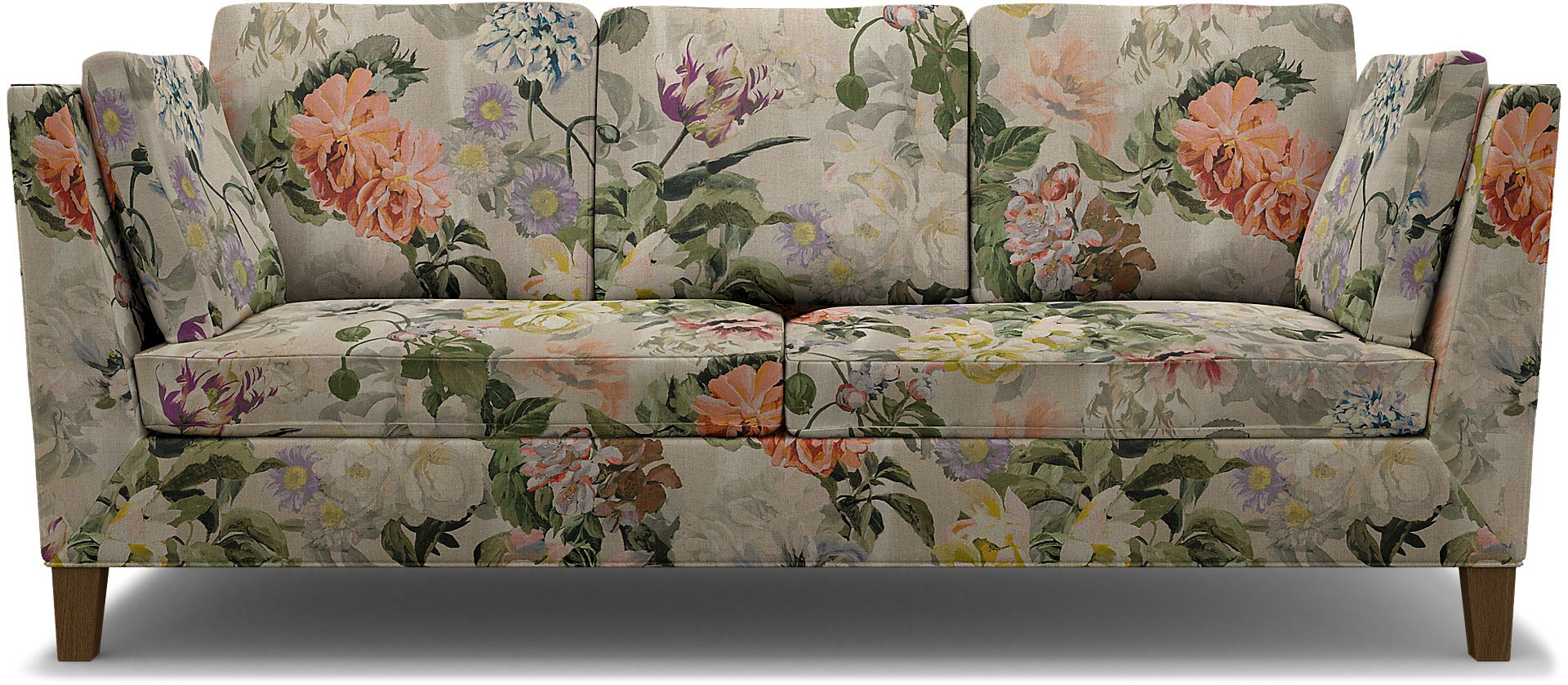 IKEA - Stockholm 3 Seater Sofa Cover , Delft Flower - Tuberose, Linen - Bemz