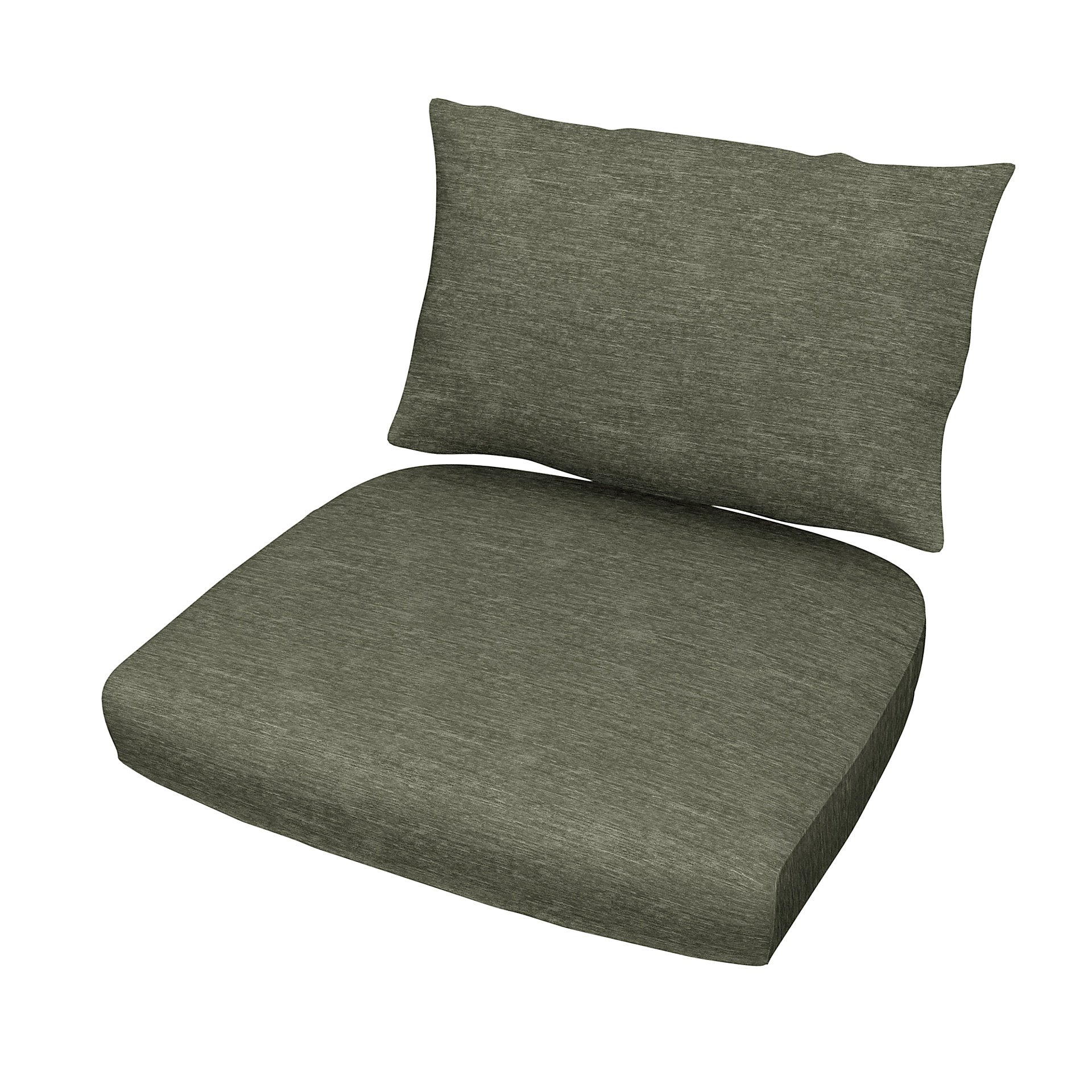 IKEA - Stockholm Rattan Chair Cushion Cover Set, Green Grey, Velvet - Bemz