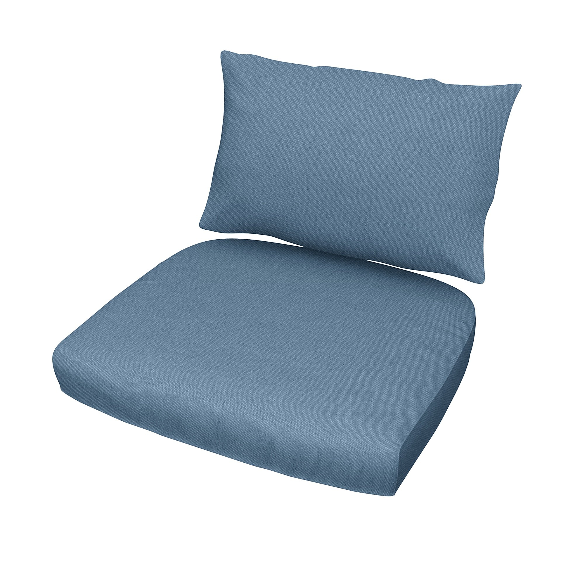 IKEA - Stockholm Rattan Chair Cushion Cover Set, Vintage Blue, Linen - Bemz
