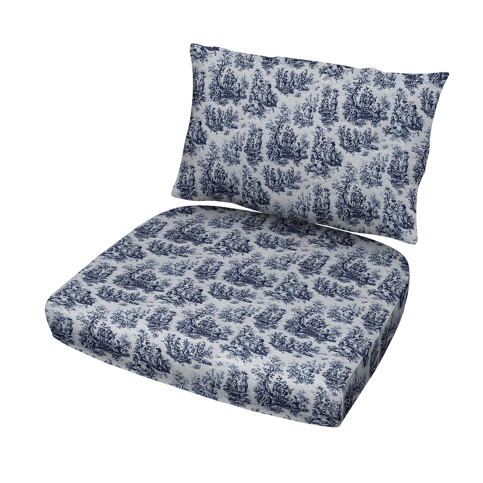 IKEA - Stockholm Rattan Chair Cushion Cover Set, Dark Blue, Boucle & Texture - Bemz
