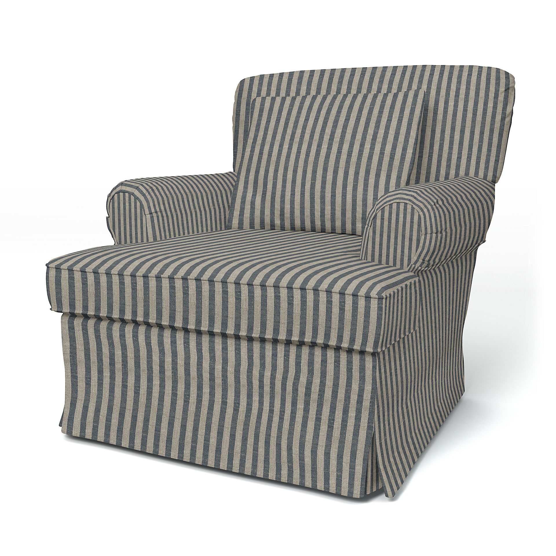 IKEA - Stockholm Armchair Cover (1994-2000) Small, Dark Blue / Natural, Linen - Bemz