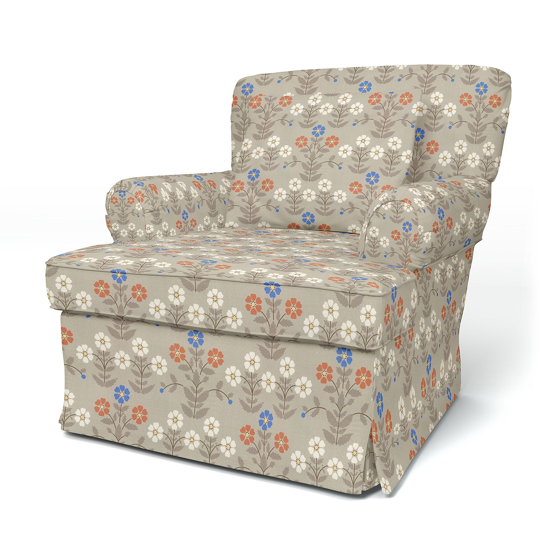 IKEA - Stockholm Armchair Cover (1994-2000) Small, Sippor Blue/Orange, BEMZ x BORÅSTAPETER COLLECTION - Bemz