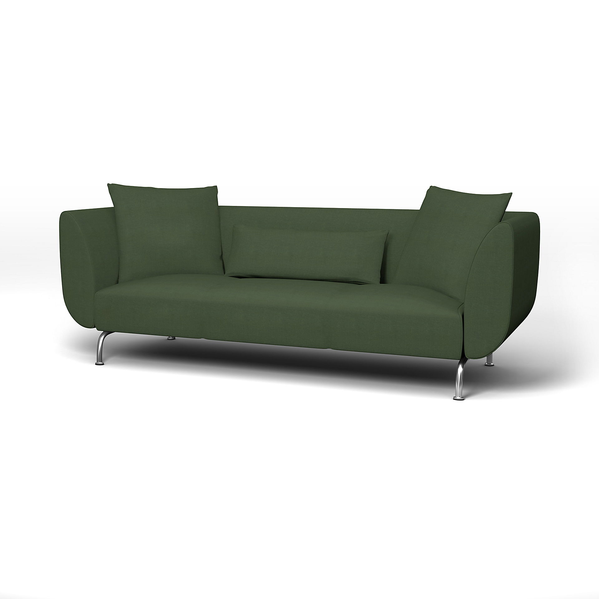 IKEA - Strömstad 3 Seater Sofa Cover, Moss, Linen - Bemz