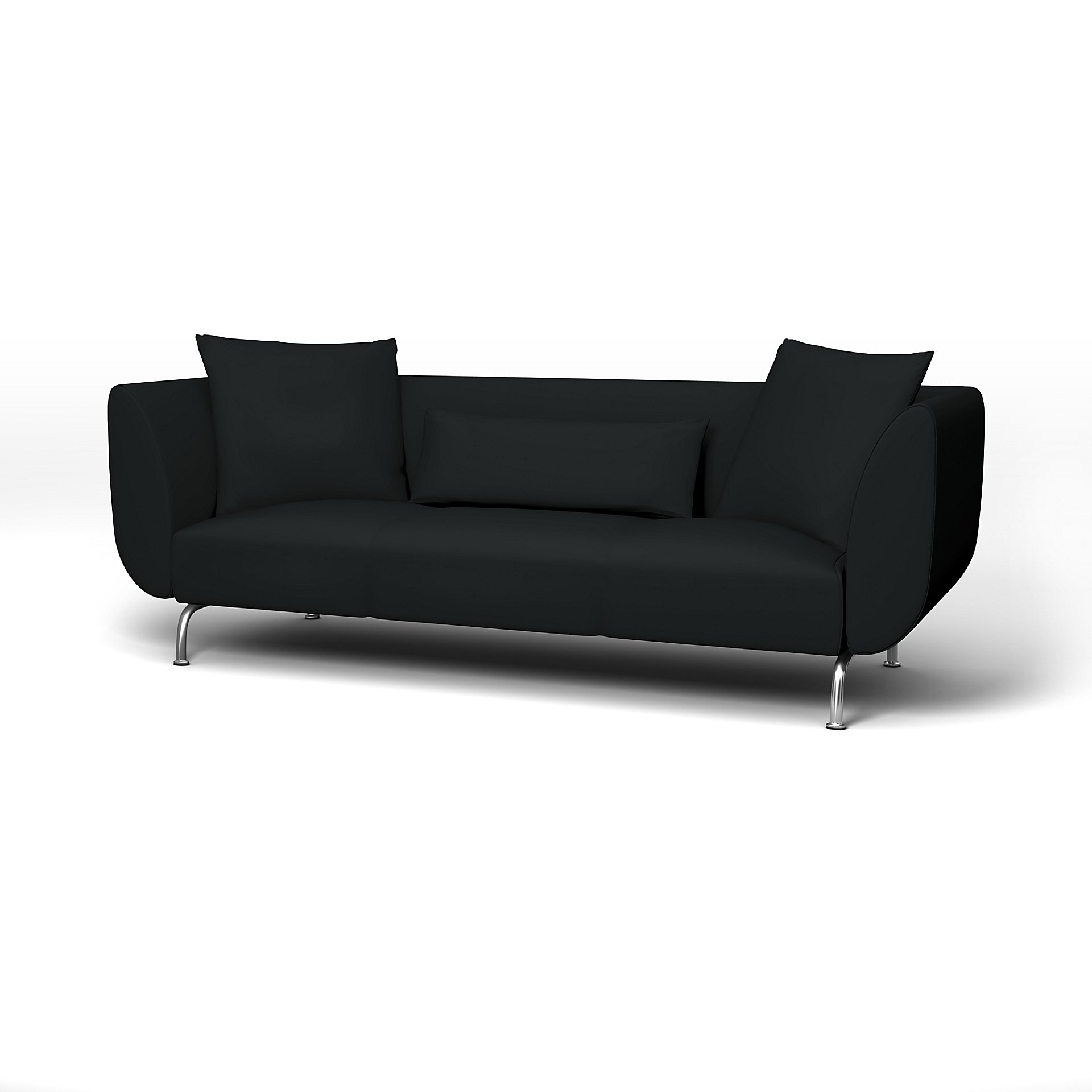 IKEA - Stromstad 3 Seater Sofa Cover, Jet Black, Cotton - Bemz