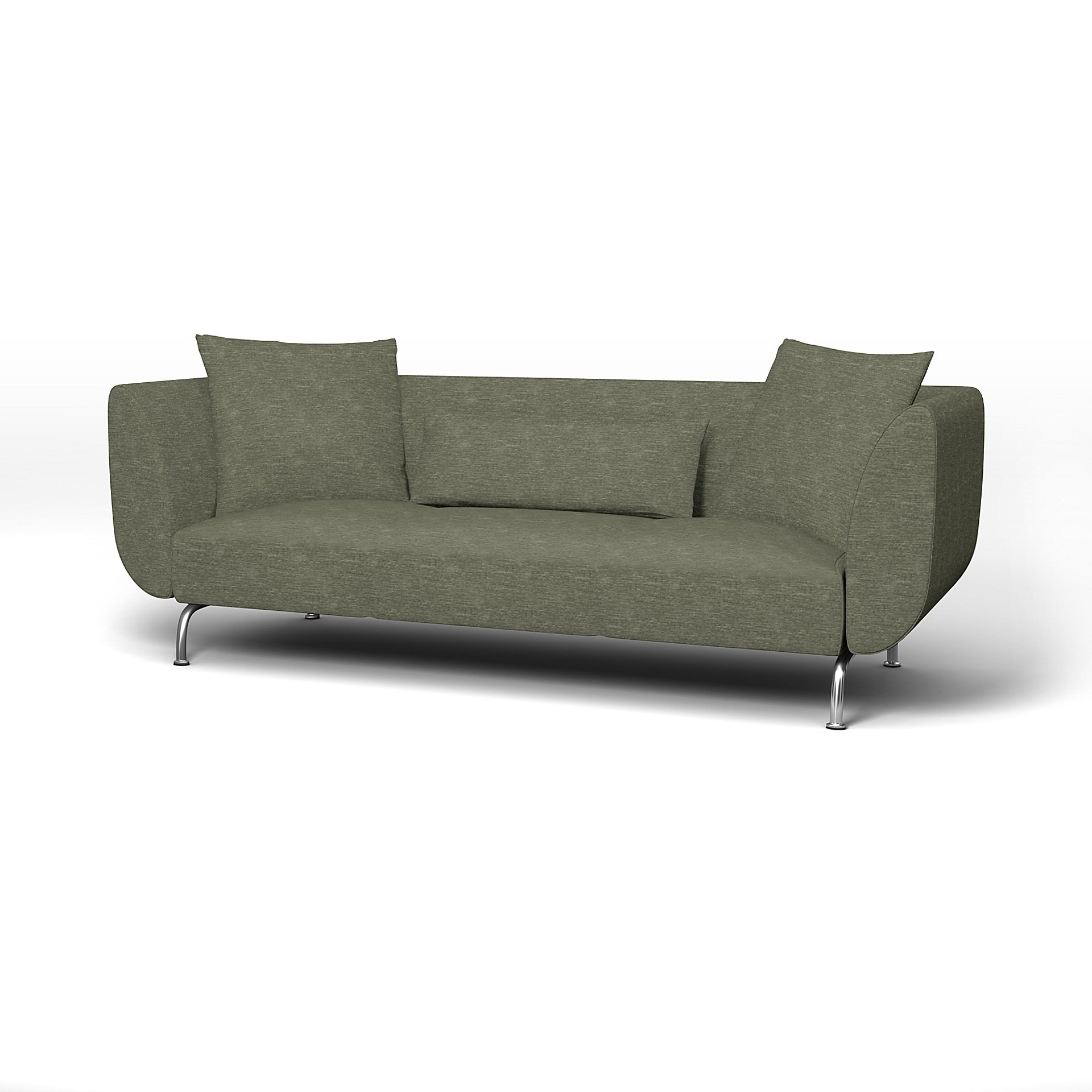 IKEA - Stromstad 3 Seater Sofa Cover, Green Grey, Velvet - Bemz