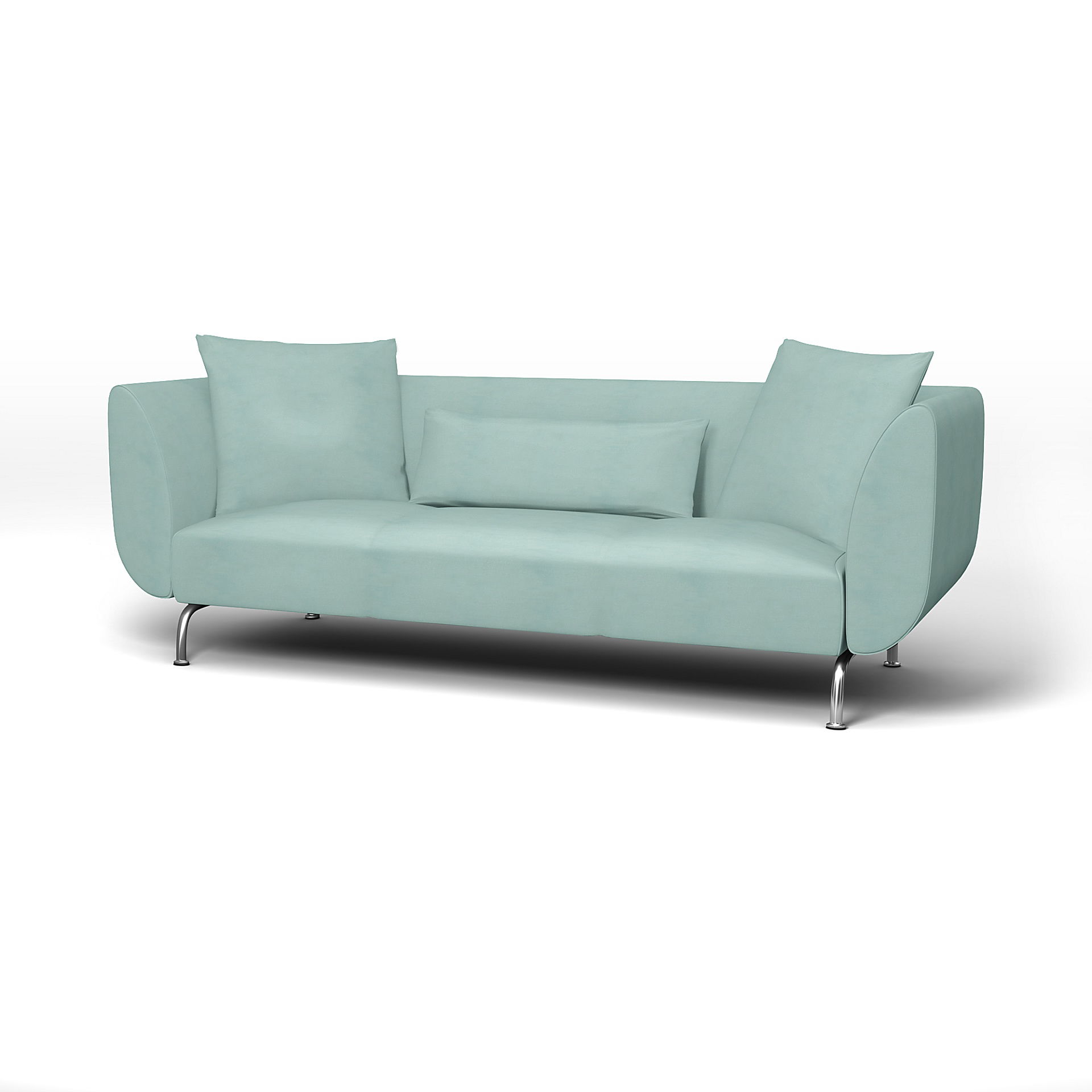 IKEA - Överdrag till Strömstad 3-sitssoffa, Mineral Blue, Linne - Bemz