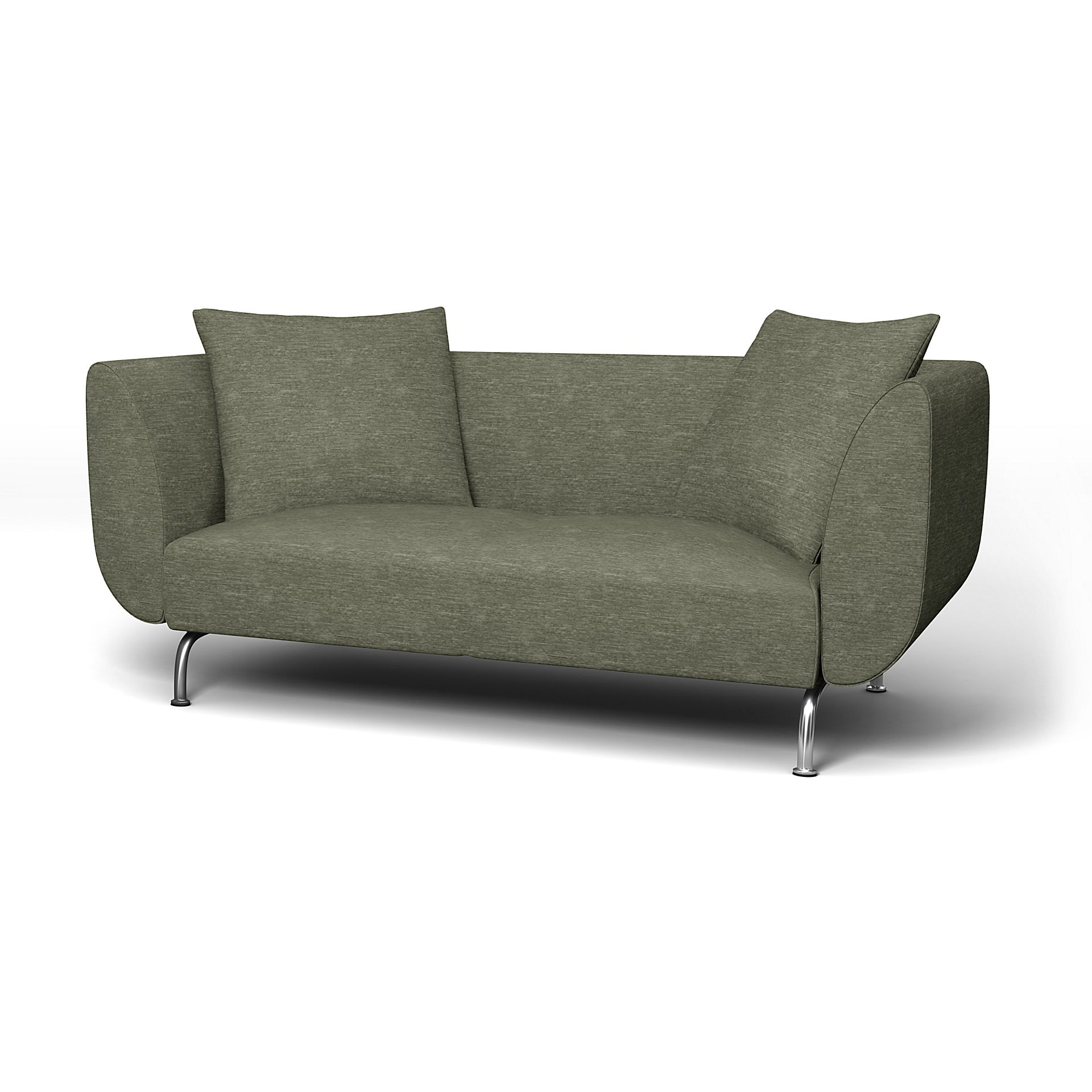 IKEA - Strömstad 2 Seater Sofa Cover, Green Grey, Velvet - Bemz