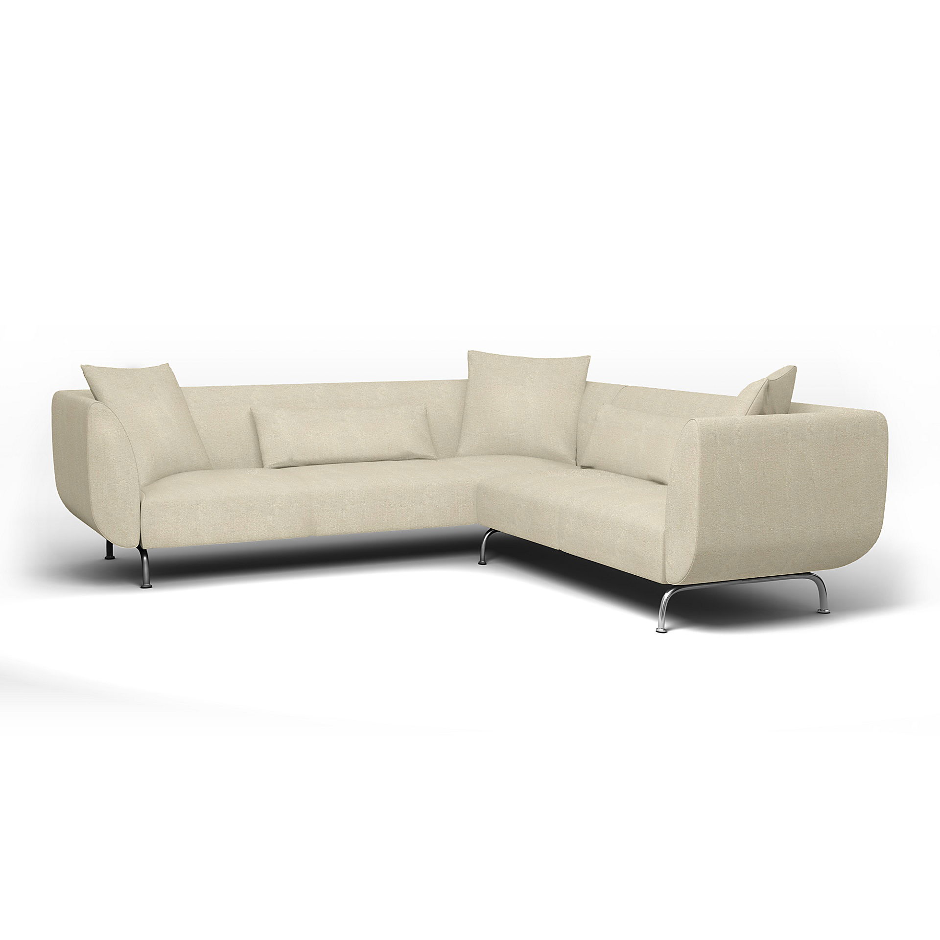 IKEA - Strömstad Corner Sofa Cover, Cream, Bouclé & Texture - Bemz