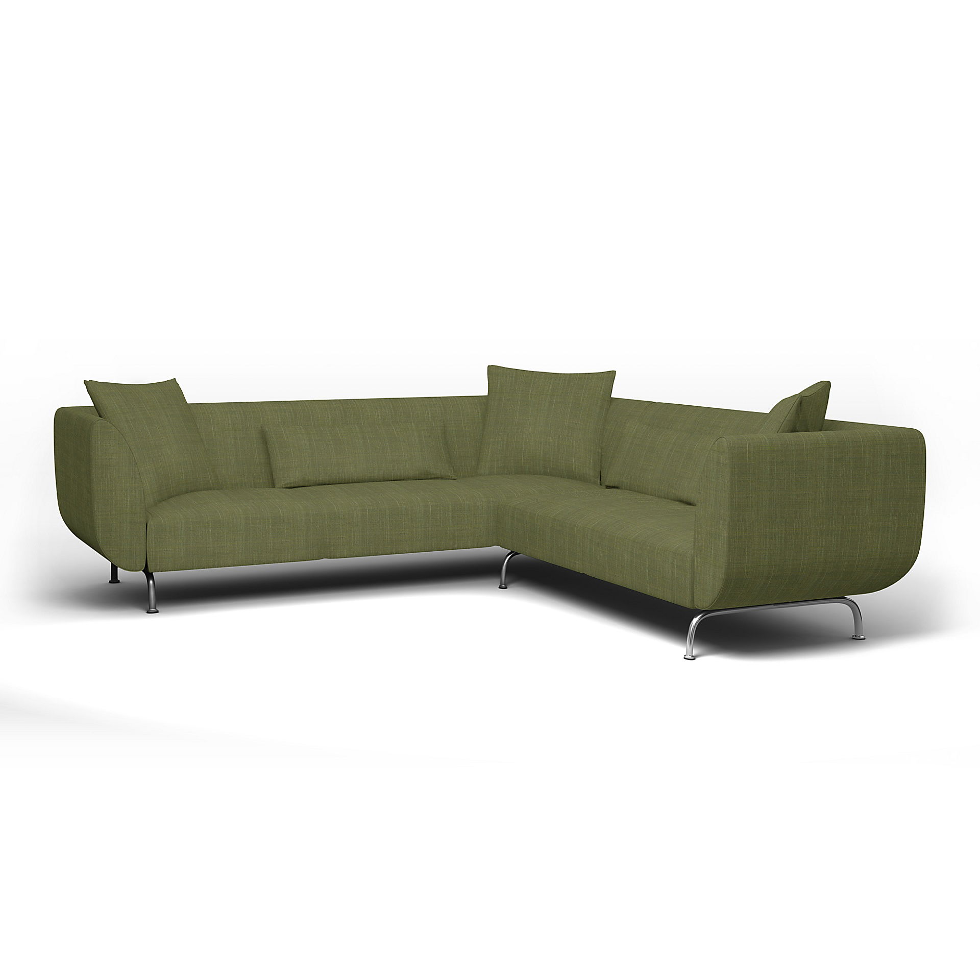 IKEA - Strömstad Corner Sofa Cover, Moss Green, Bouclé & Texture - Bemz