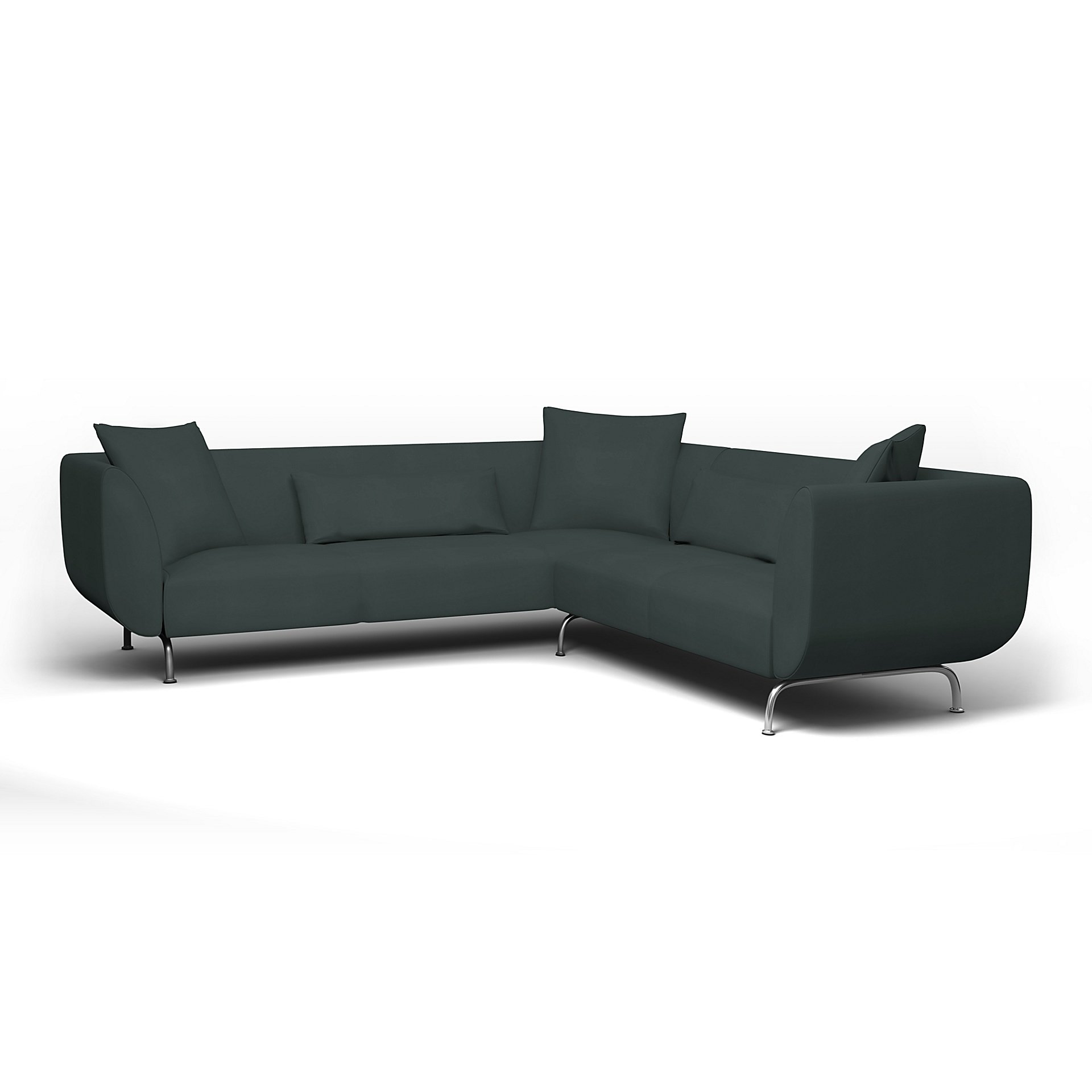IKEA - Stromstad Corner Sofa Cover, Graphite Grey, Cotton - Bemz