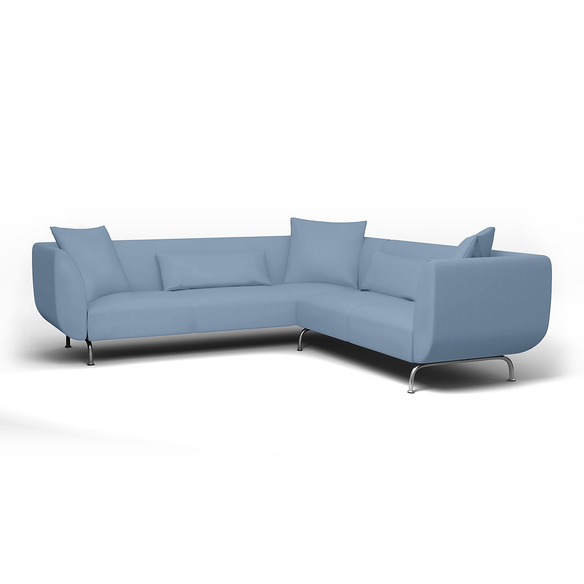 IKEA - Stromstad Corner Sofa Cover, Dusty Blue, Cotton - Bemz