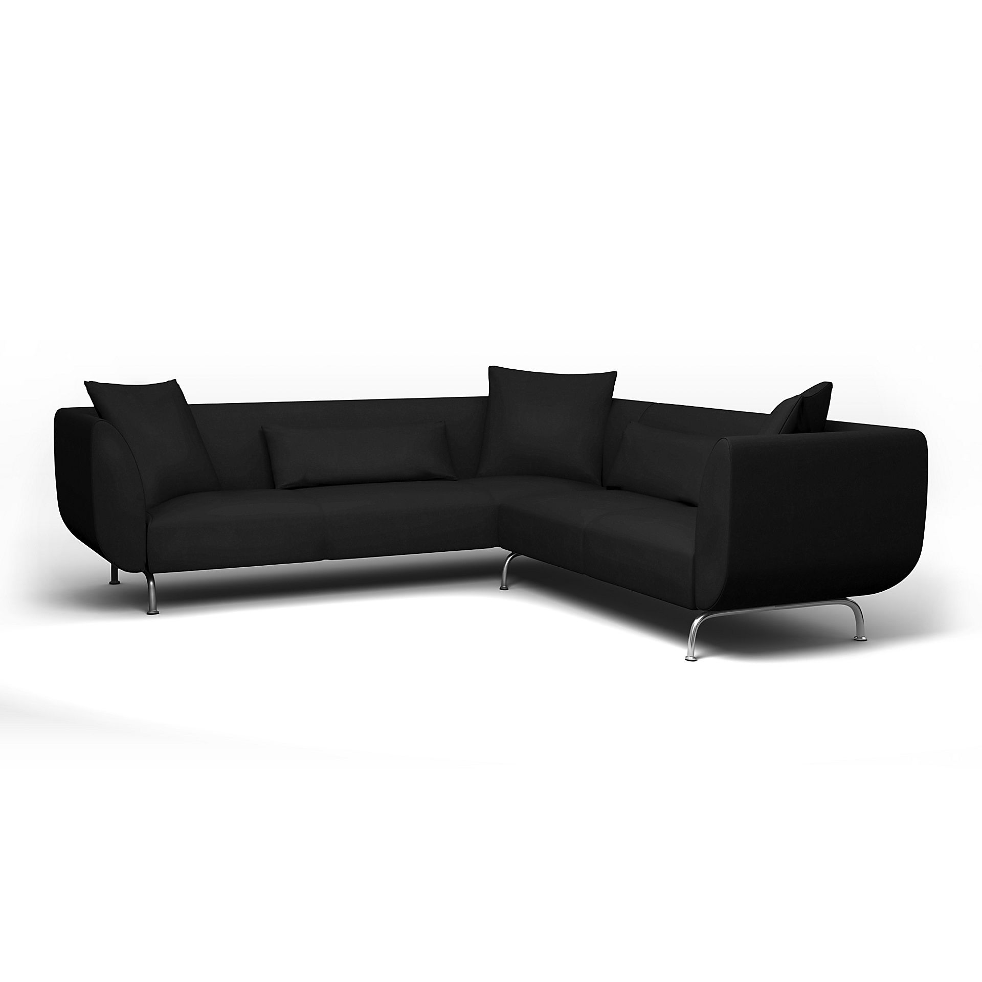 IKEA - Strömstad Corner Sofa Cover, Black, Velvet - Bemz