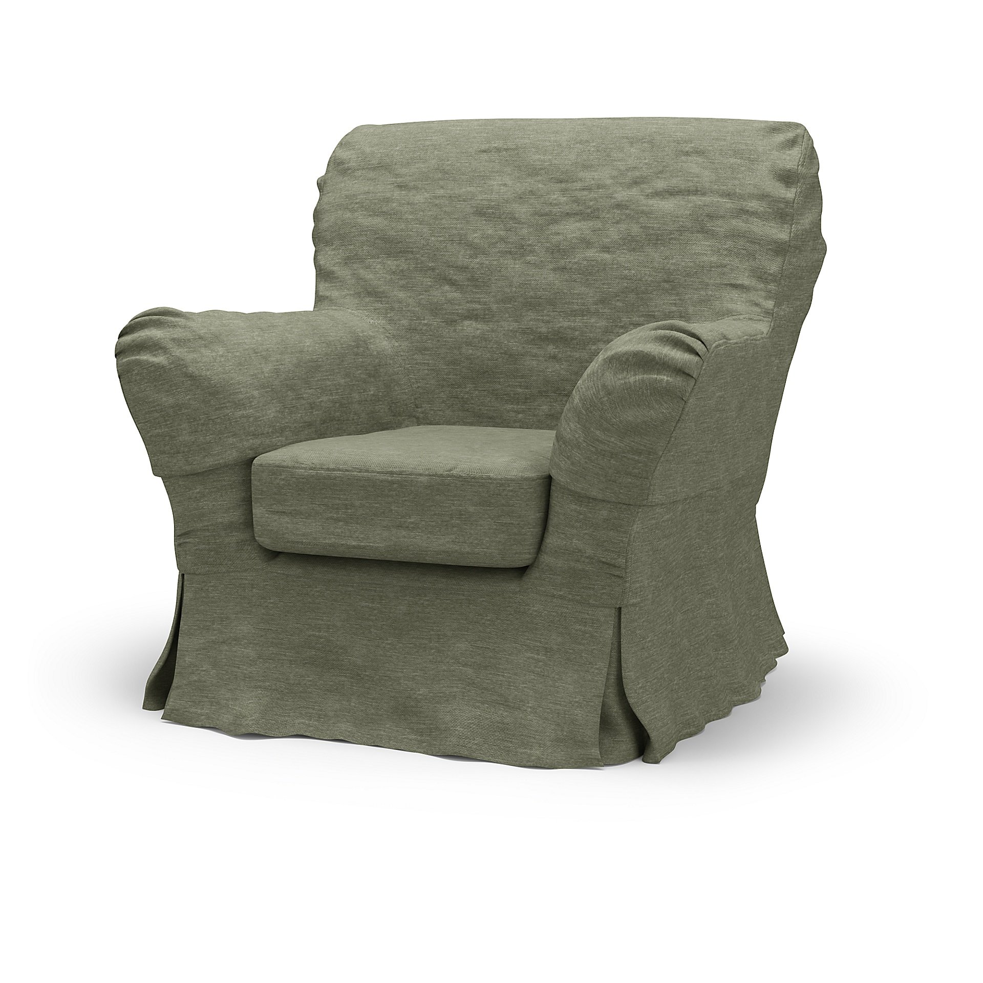 IKEA - Tomelilla High Back Armchair Cover, Green Grey, Velvet - Bemz