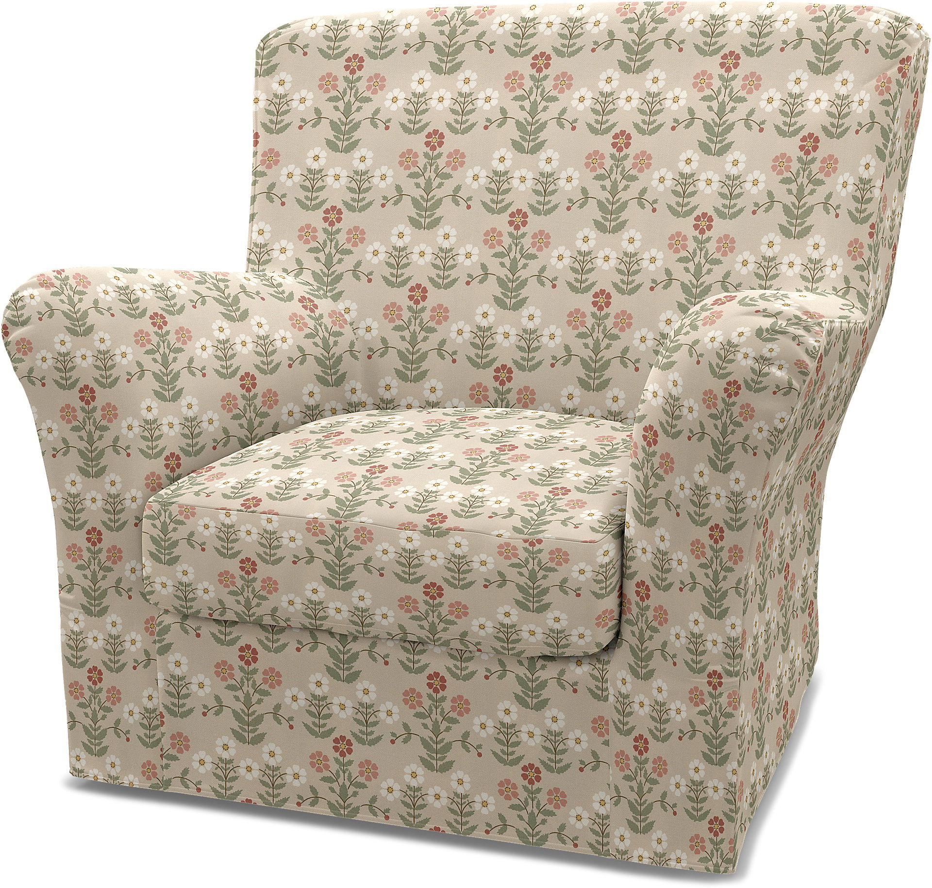IKEA - Tomelilla High Back Armchair Cover (Standard model), Pink Sippor, BEMZ x BORÅSTAPETER COLLECTION - Bemz