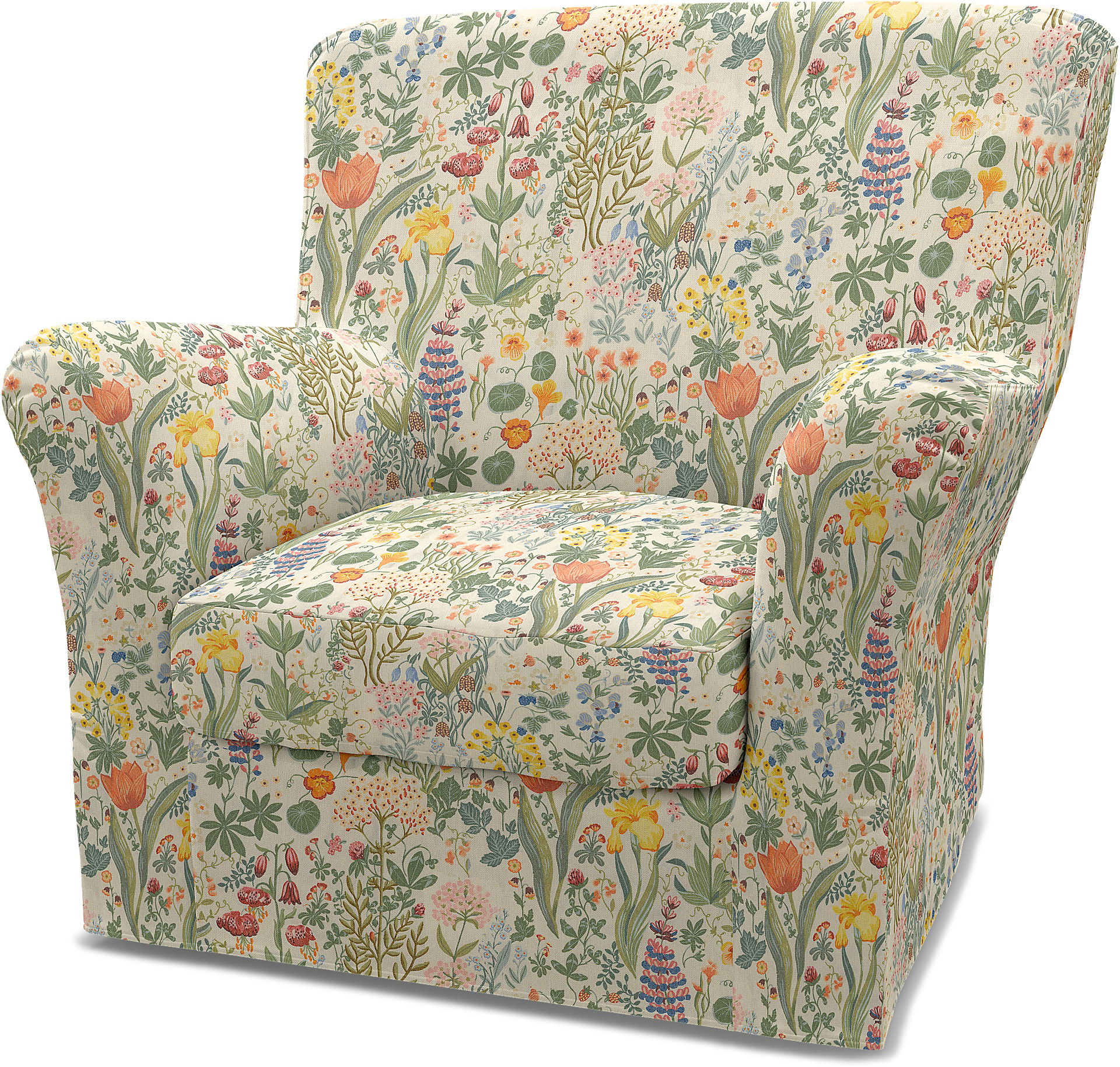 IKEA - Tomelilla High Back Armchair Cover (Standard model), Blomsterhav Light, BEMZ x BORÅSTAPETER COLLECTION - Bemz