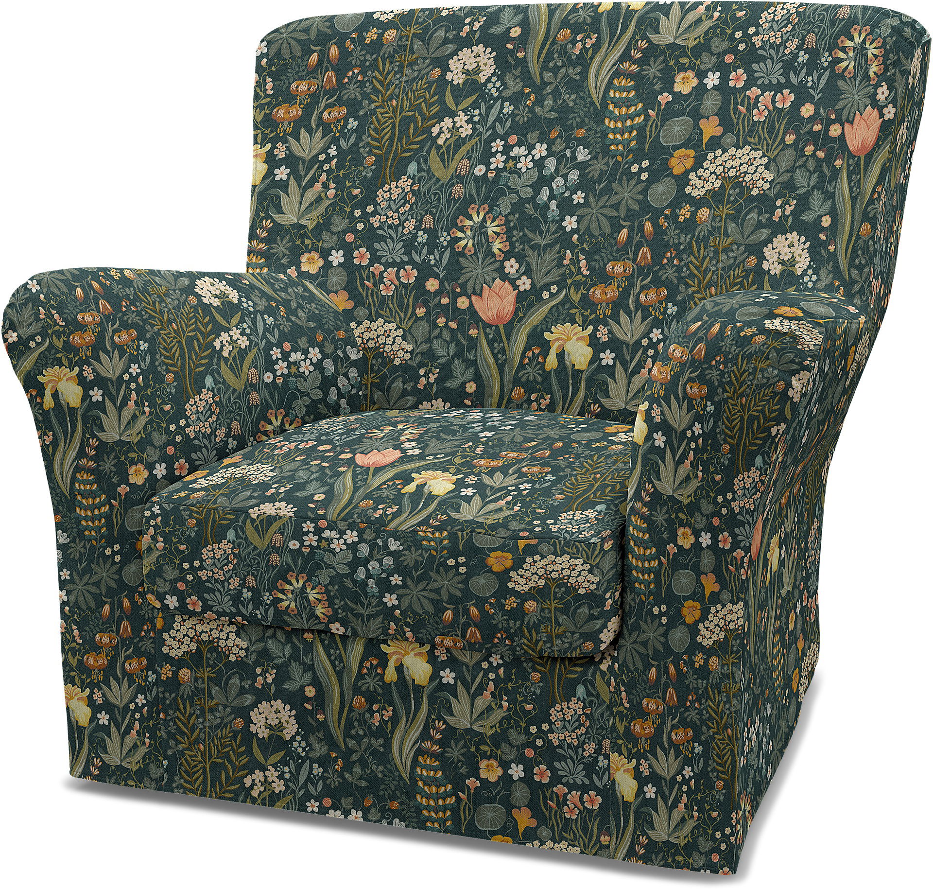 IKEA - Tomelilla High Back Armchair Cover (Standard model), Blomsterhav Dark, BEMZ x BORÅSTAPETER COLLECTION - Bemz
