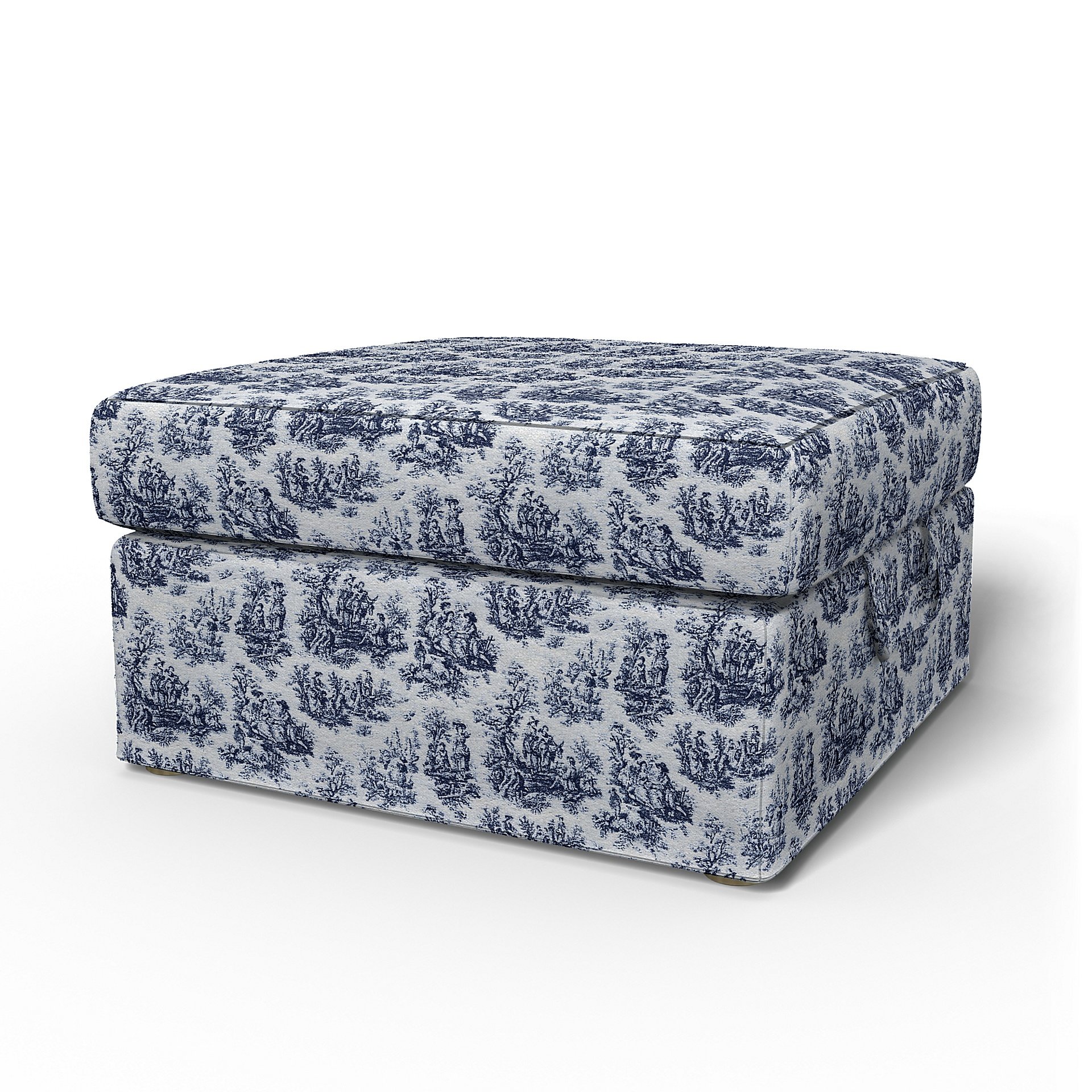 IKEA - Tomelilla Foto Footstool Cover, Dark Blue, Boucle & Texture - Bemz