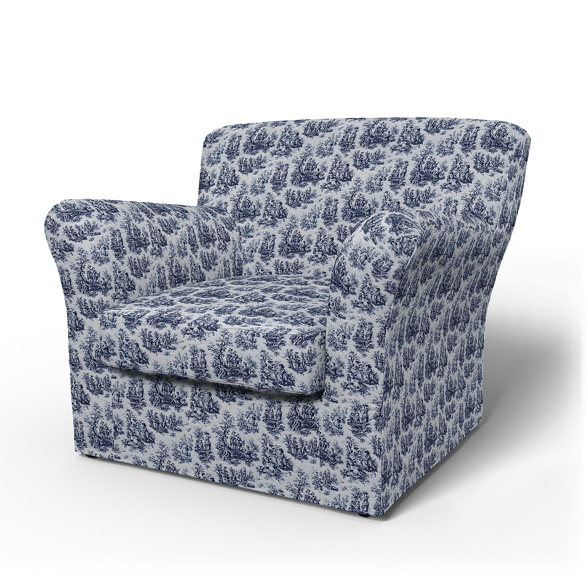 IKEA - Överdrag till Tomelilla fåtölj med låg rygg (standard modell), Dark Blue, BOUCLÉ & TEXTUR - Bemz