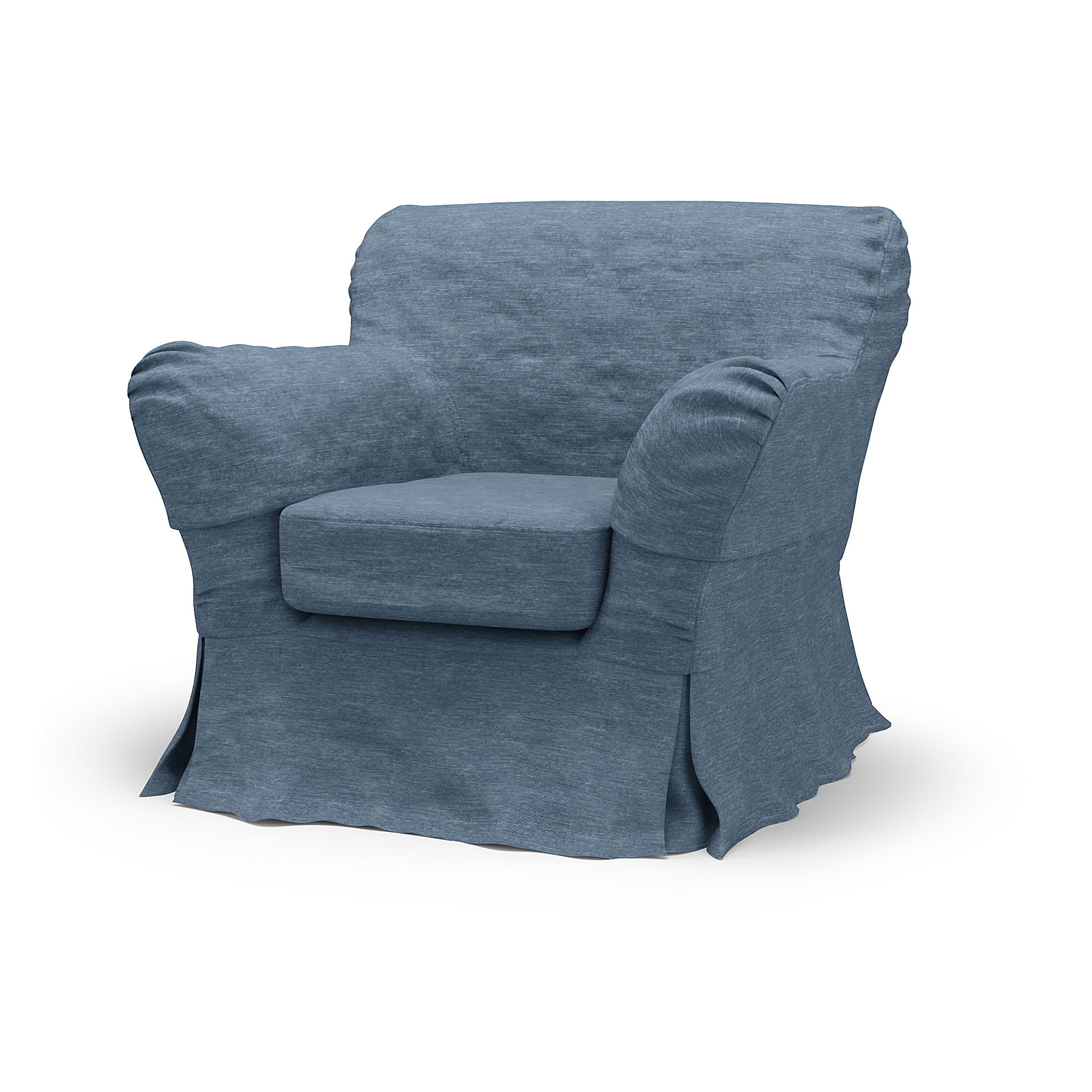 IKEA - Överdrag till Tomelilla fåtölj med låg rygg (liten modell) Loose Fit, Mineral Blue, Sammet - Bemz