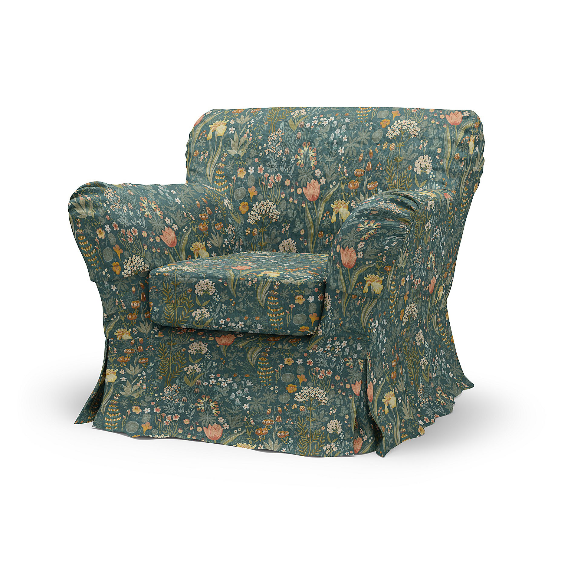 IKEA - Tomelilla Low Back Armchair Cover (Small) Loose Fit , Blomsterhav Dark, BEMZ x BORÅSTAPETER COLLECTION - Bemz